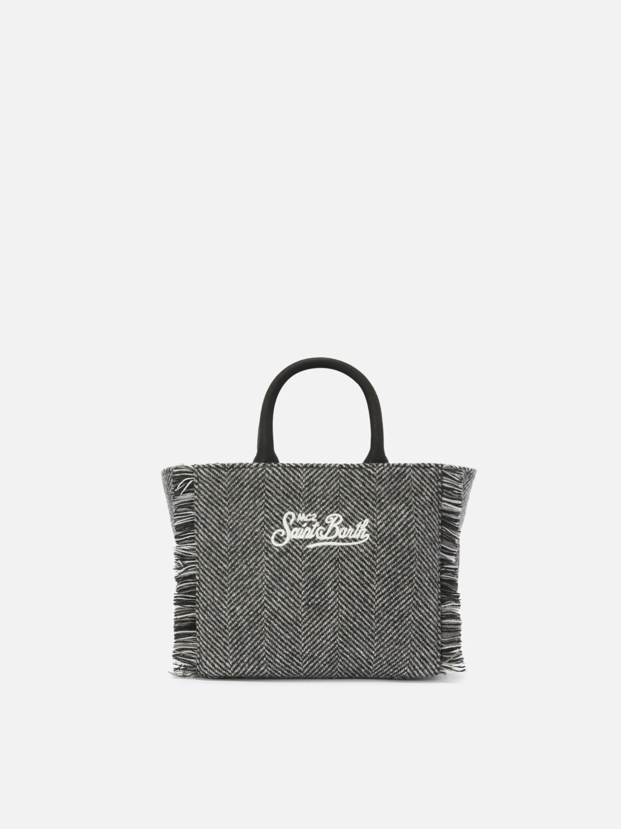 Vanity Mini Wool black and grey herringbone bag - Image 4