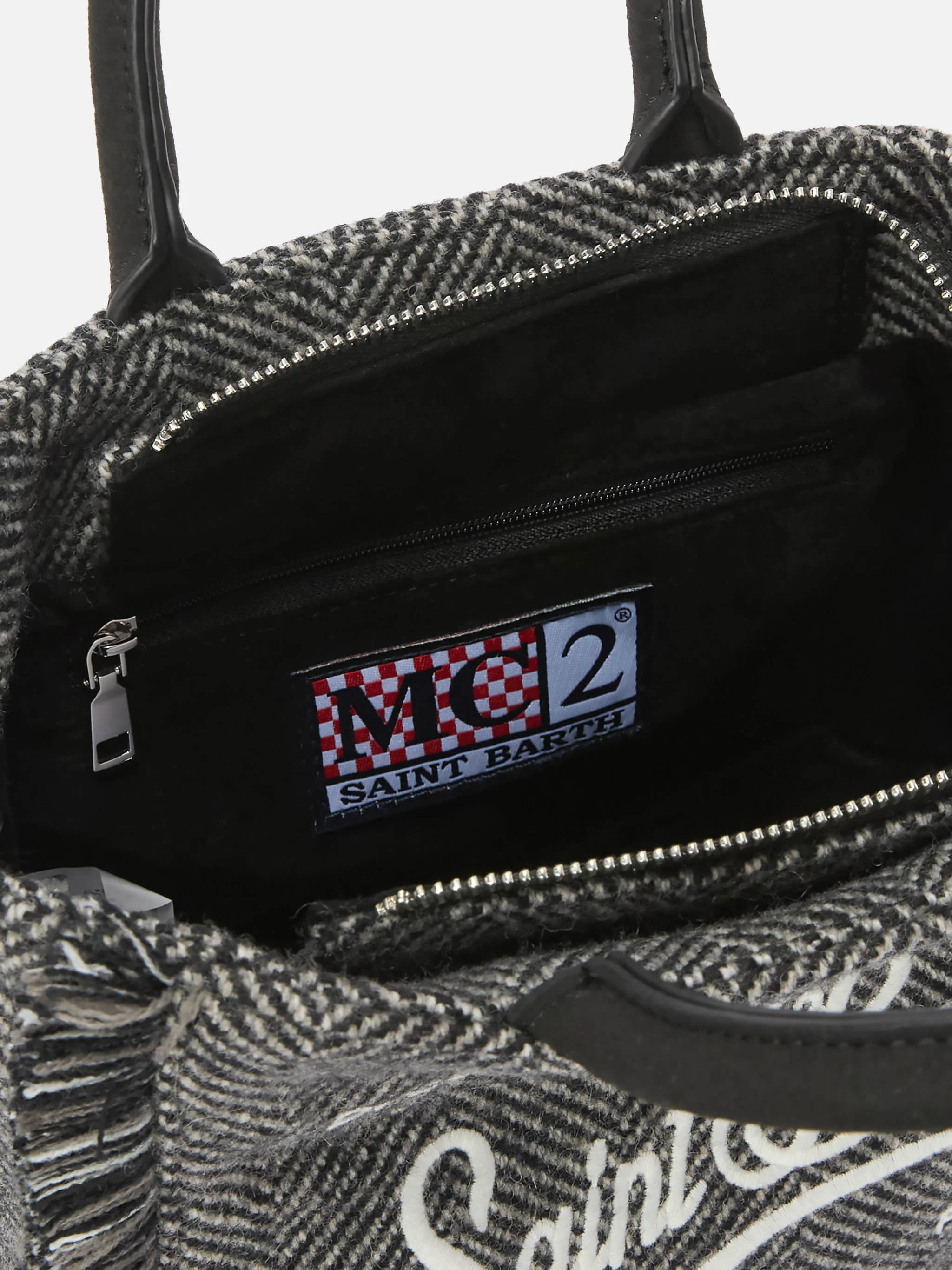 Vanity Mini Wool black and grey herringbone bag - Image 5