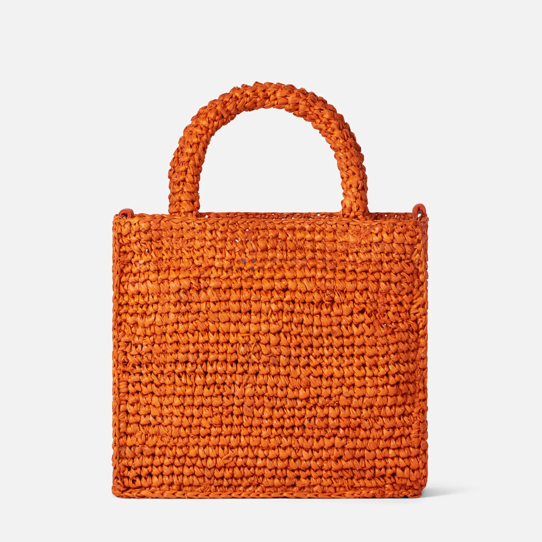 Mini Vanity orange raffia bag with front embroidery - Image 5
