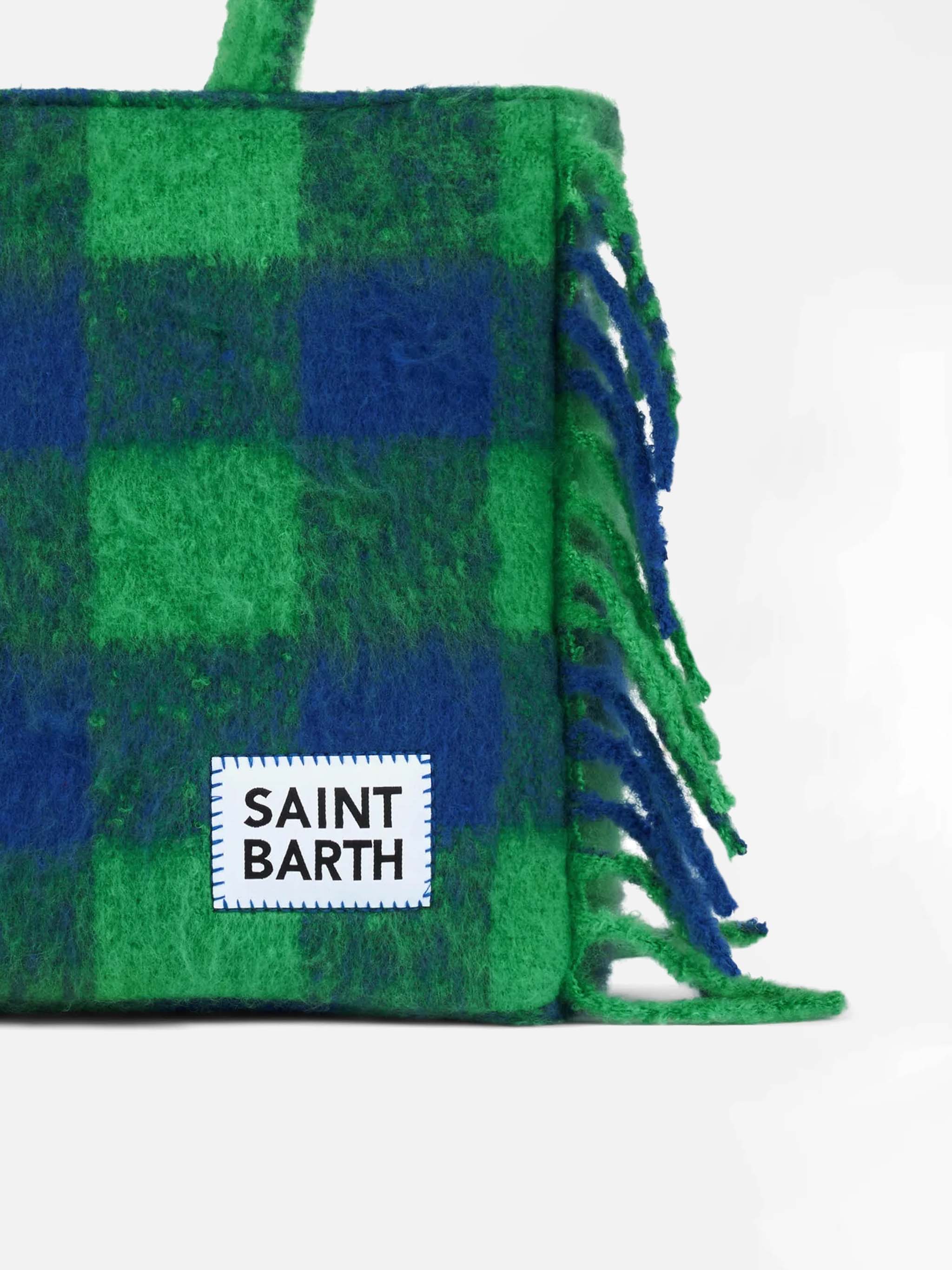 Vanity blanket shoulder bag with green and blue check - Image 2