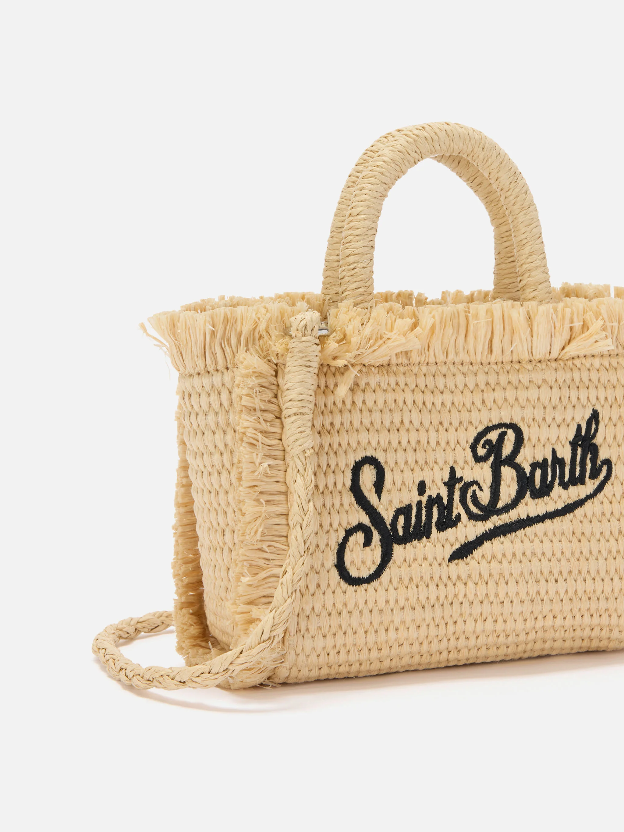 Vanity straw effect micro bag with blue details - Image 2