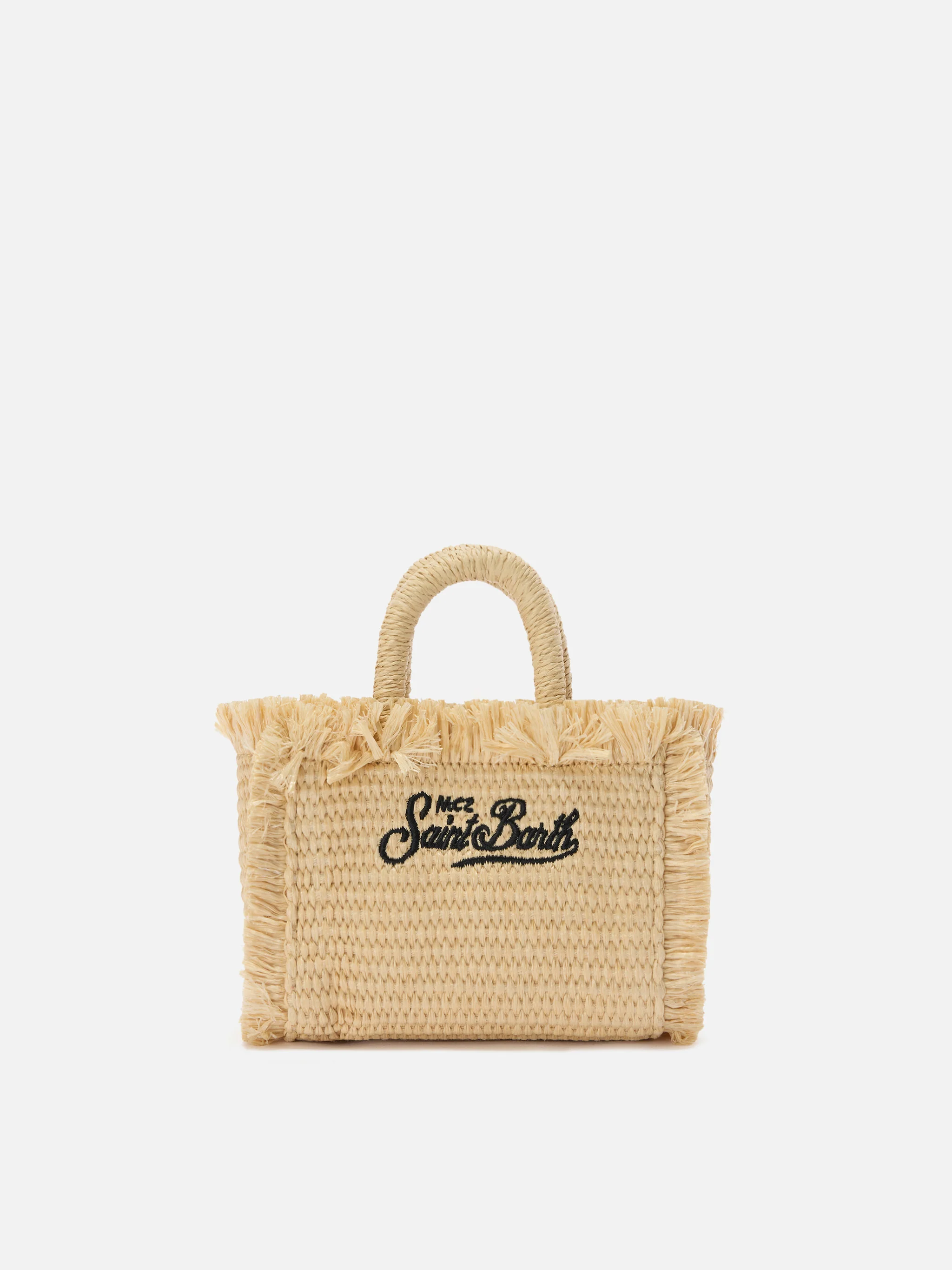 Vanity straw effect micro bag with blue details - Image 3