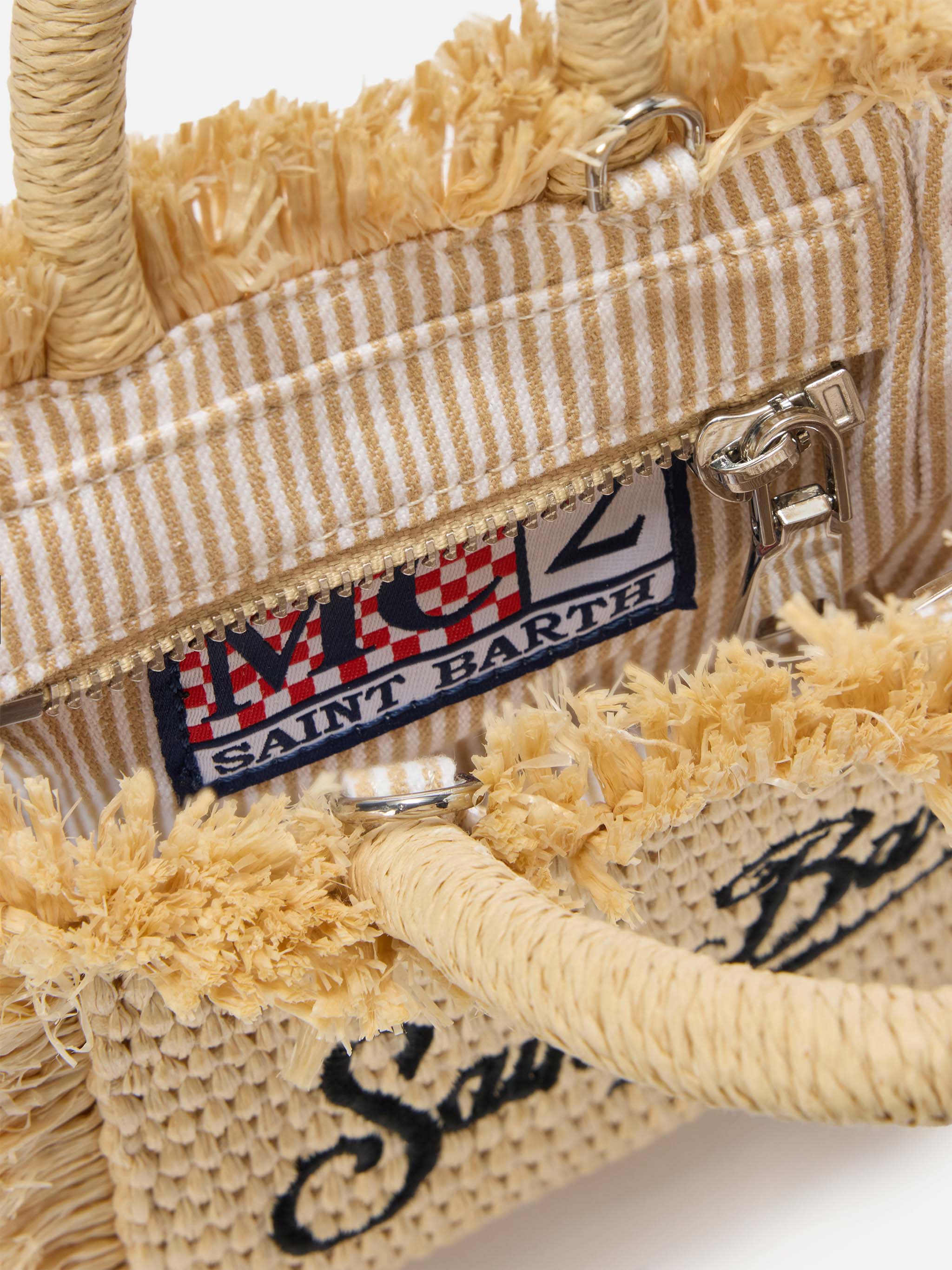 Vanity straw effect micro bag with blue details - Image 4