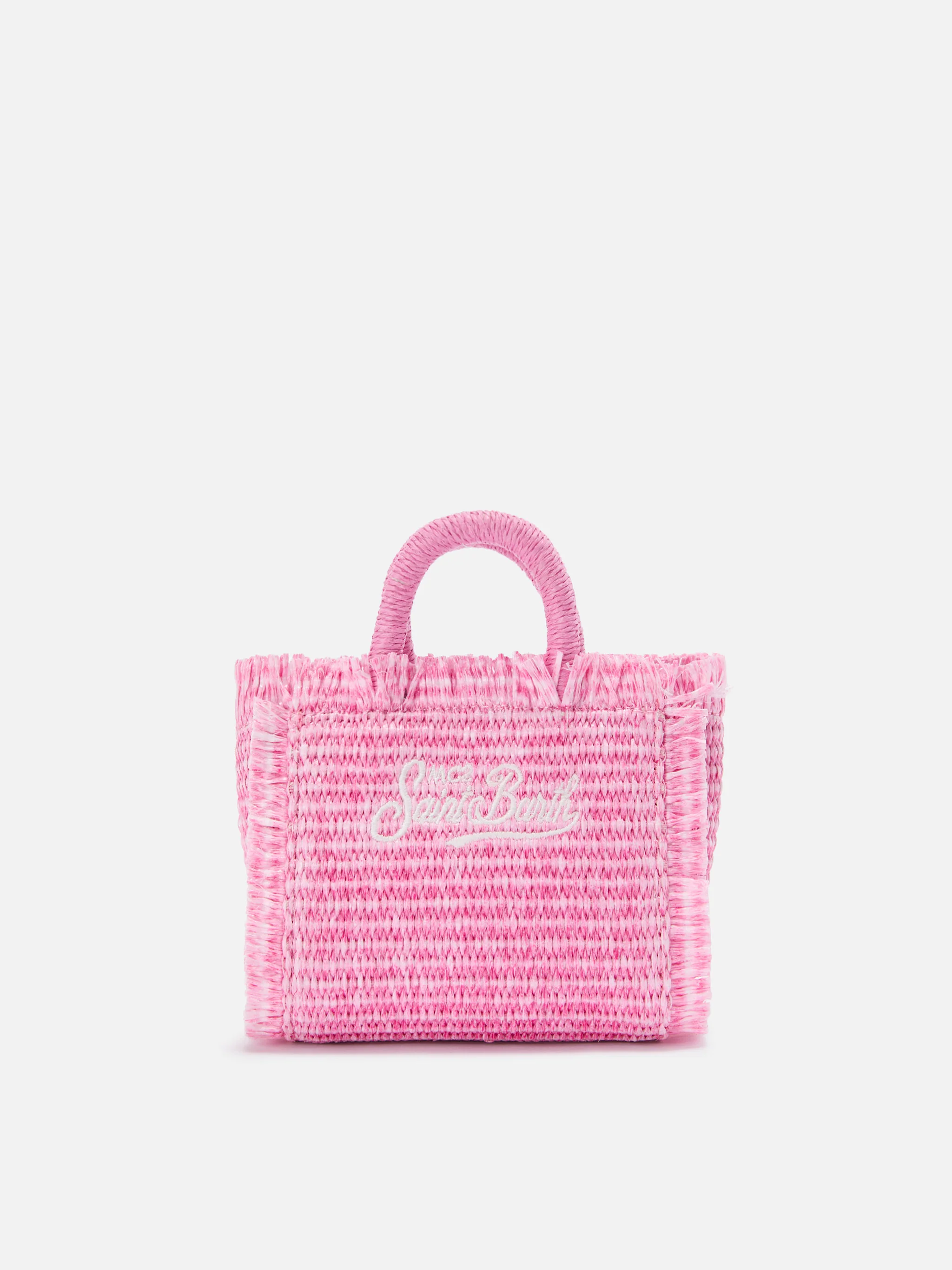 Vanity straw effect micro bag with pink details - Image 4