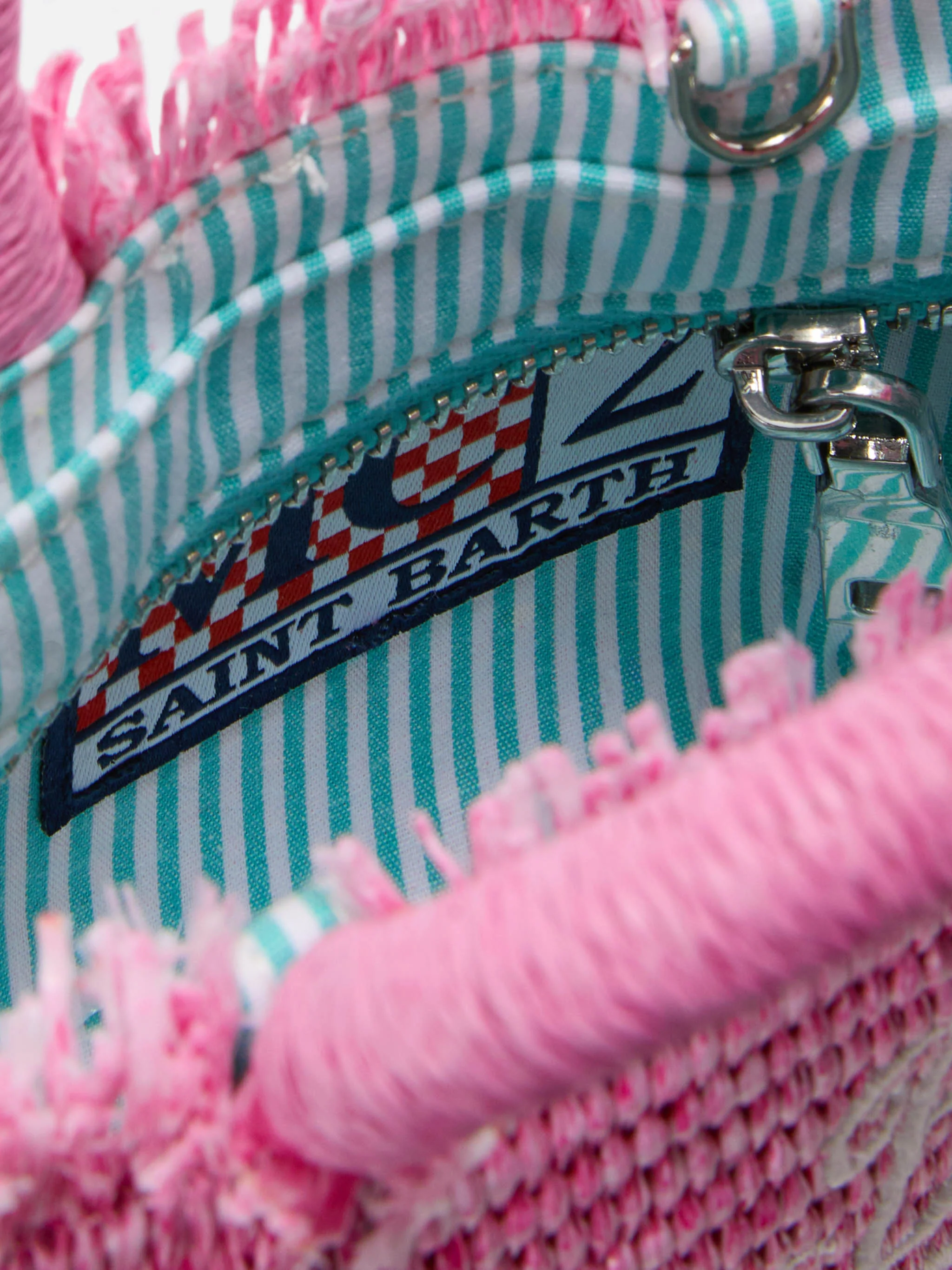 Vanity straw effect micro bag with pink details - Image 5
