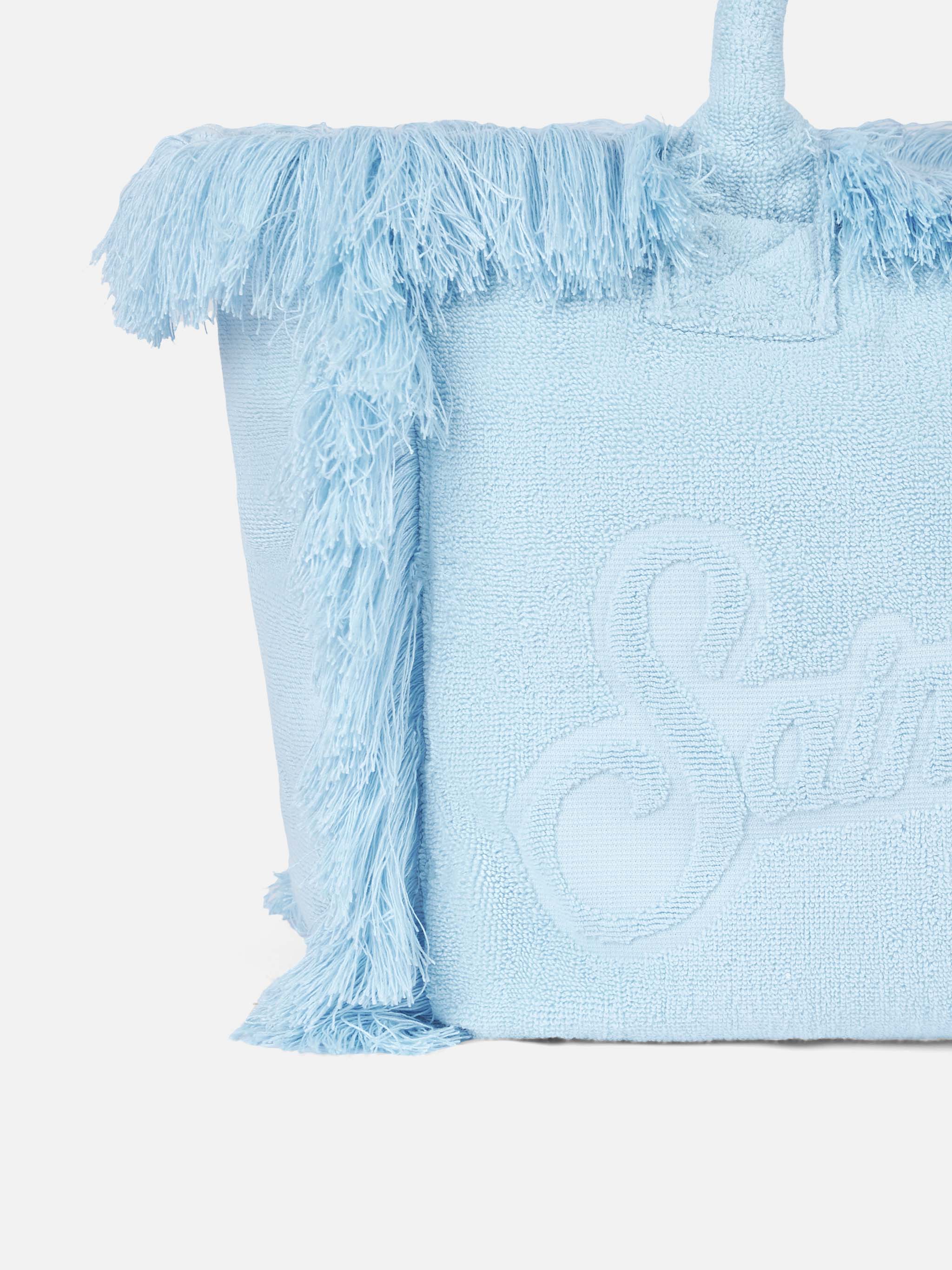 Vanity Terry light blue tote bag  with embossed logo - Image 2