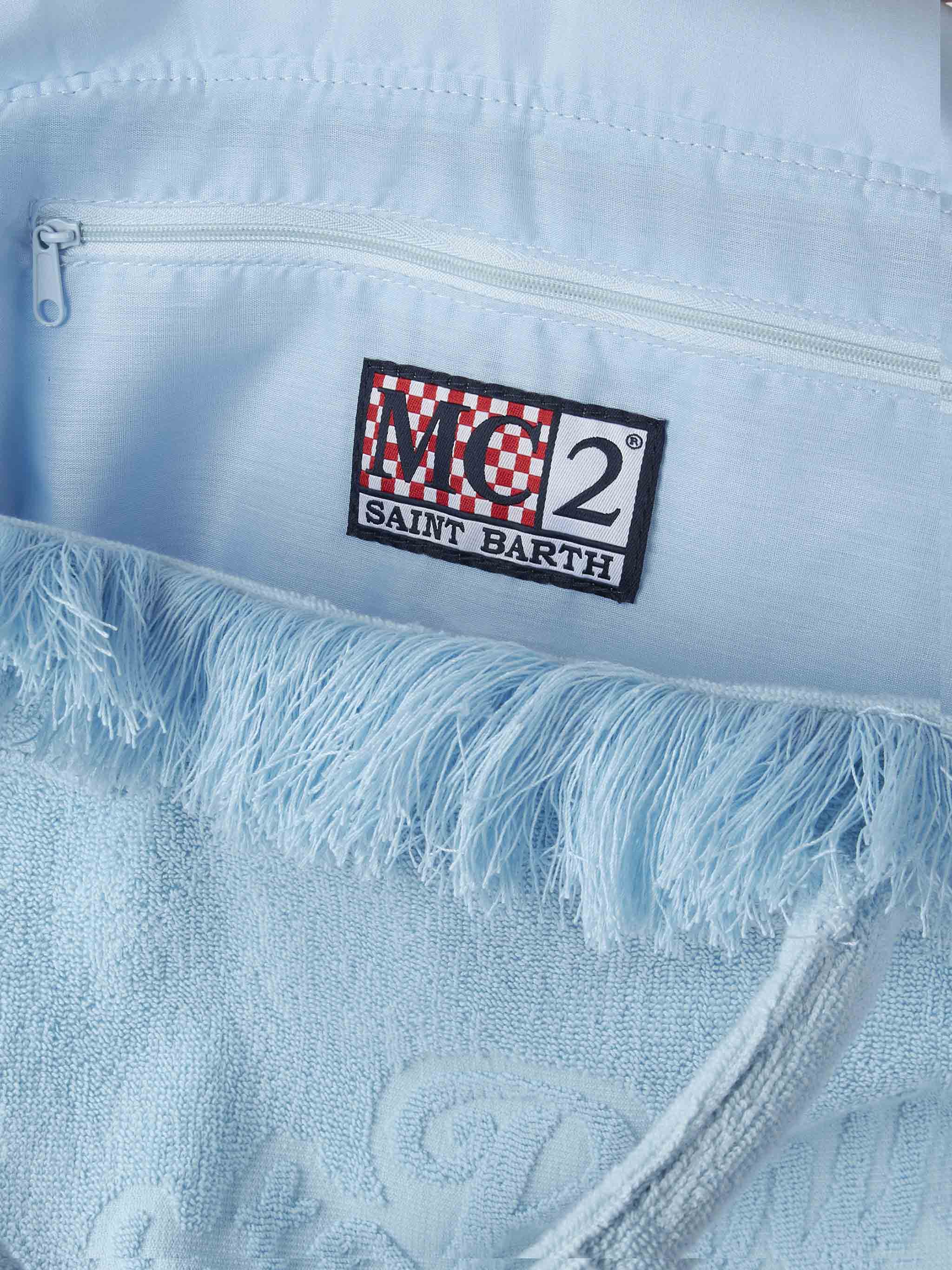 Vanity Terry light blue tote bag  with embossed logo - Image 4