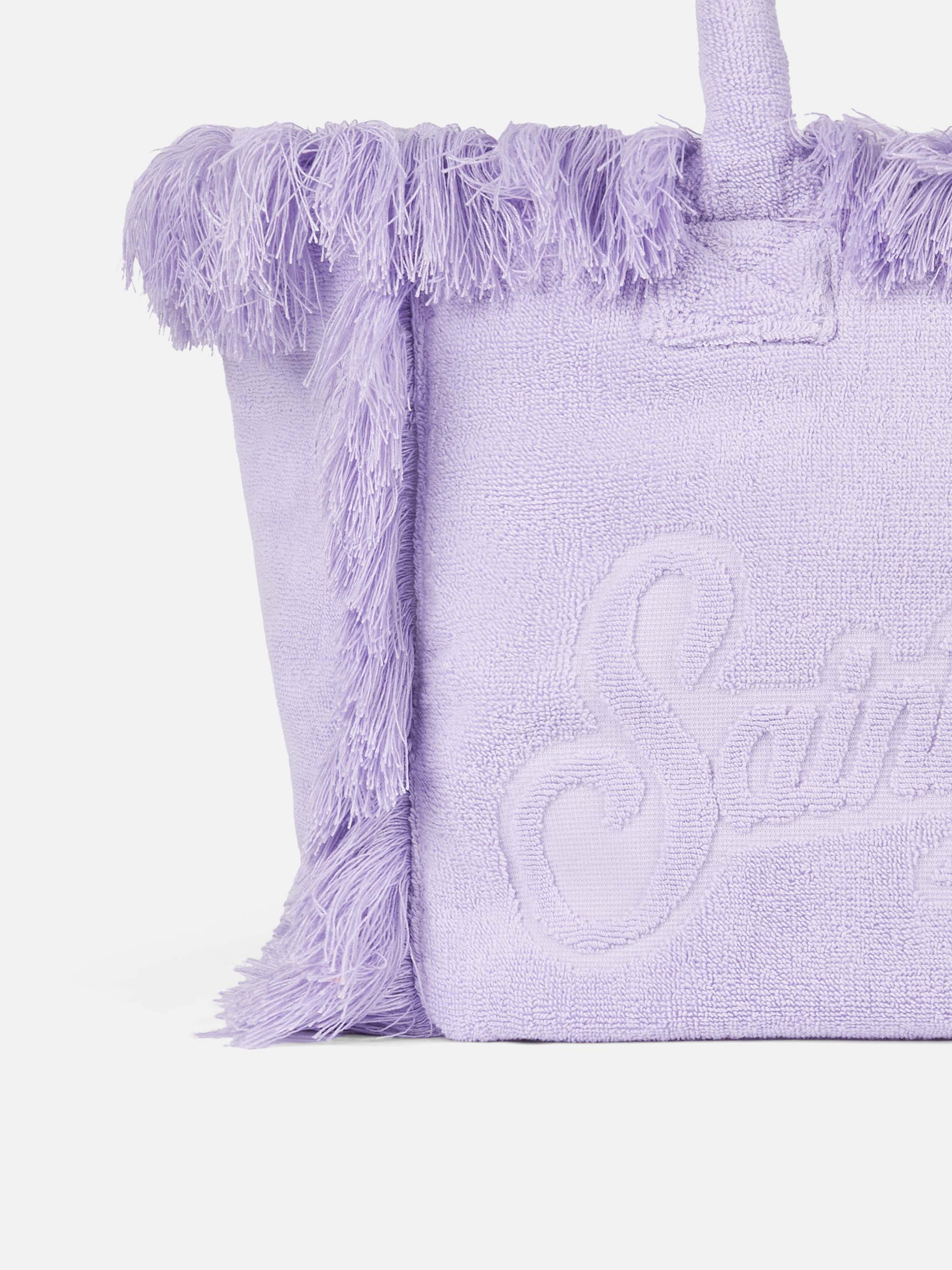 Vanity Terry lilac tote bag  with embossed logo - Image 2