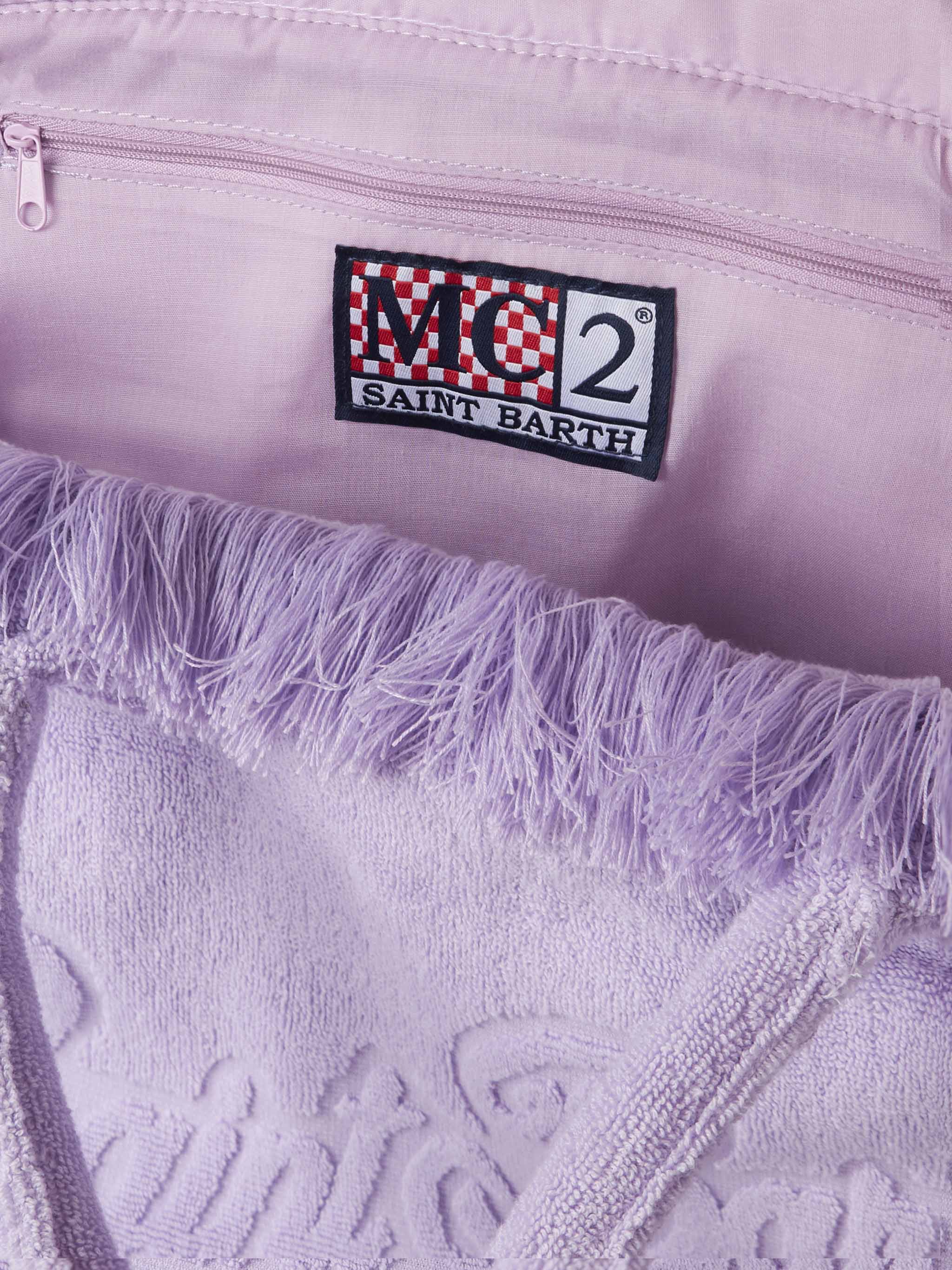 Vanity Terry lilac tote bag  with embossed logo - Image 5