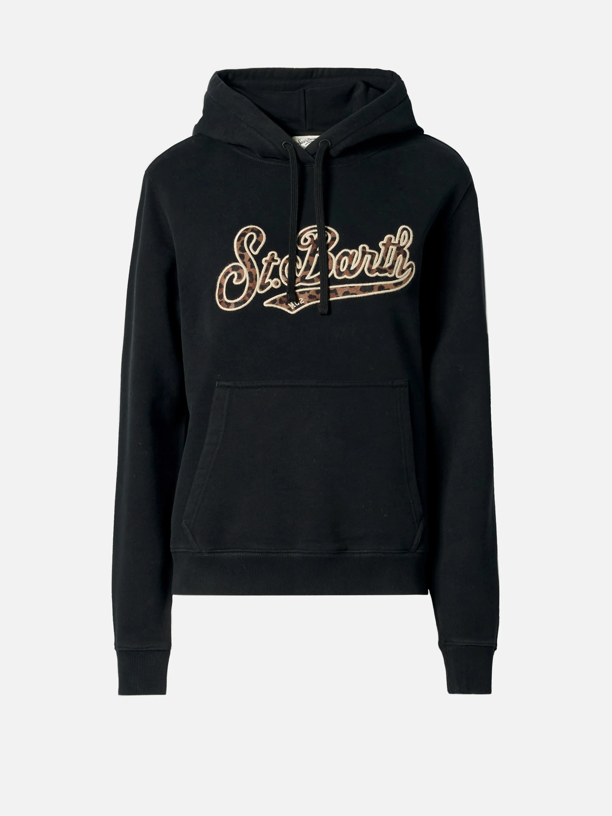 Virginia cotton hoodie in black with animal-print St. Barth embroidery - Image 4