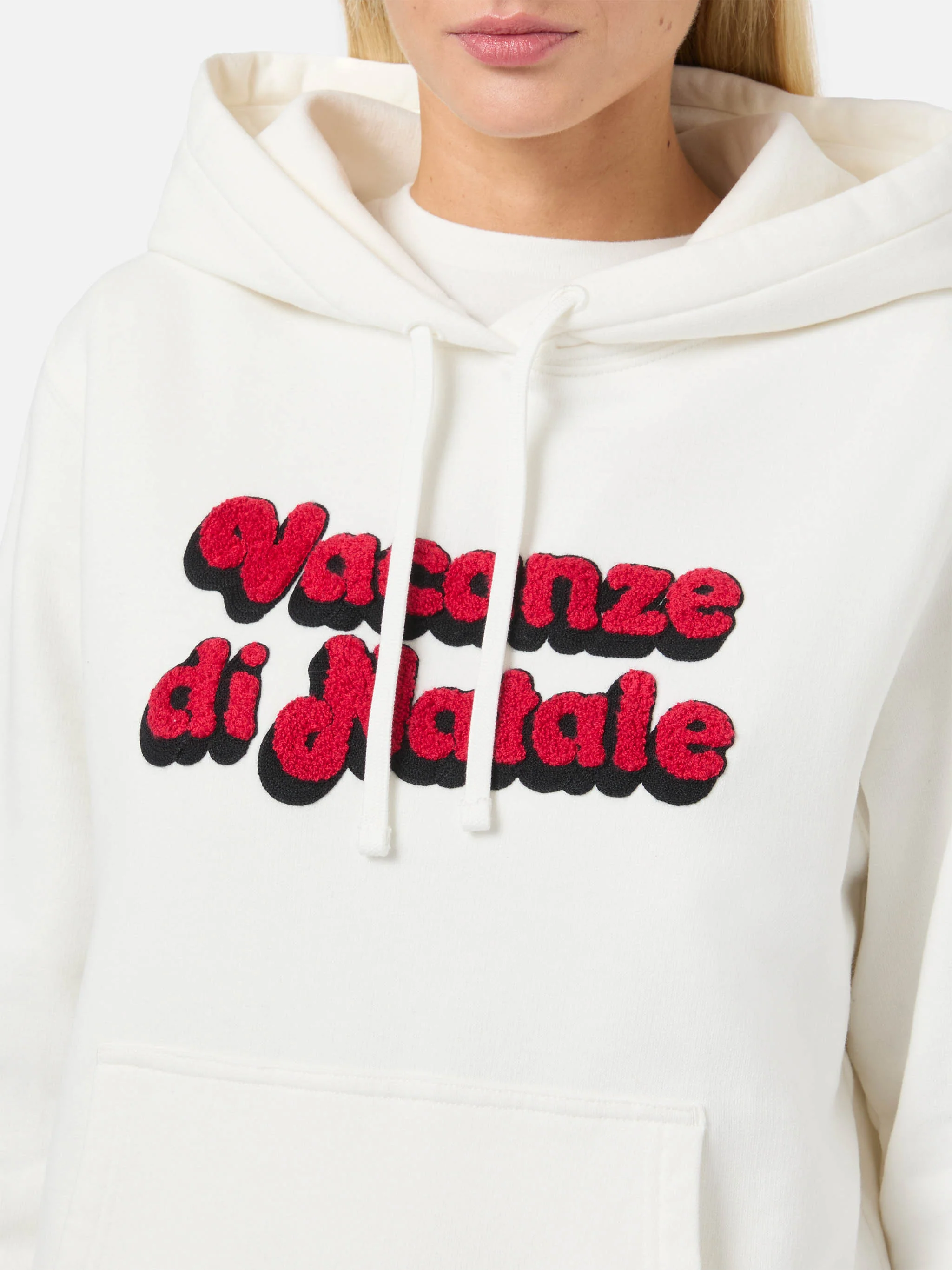 Virginia cotton hoodie in white with Vacanze di Natale embroidery | VACANZE DI NATALE SPECIAL EDITION - Image 2