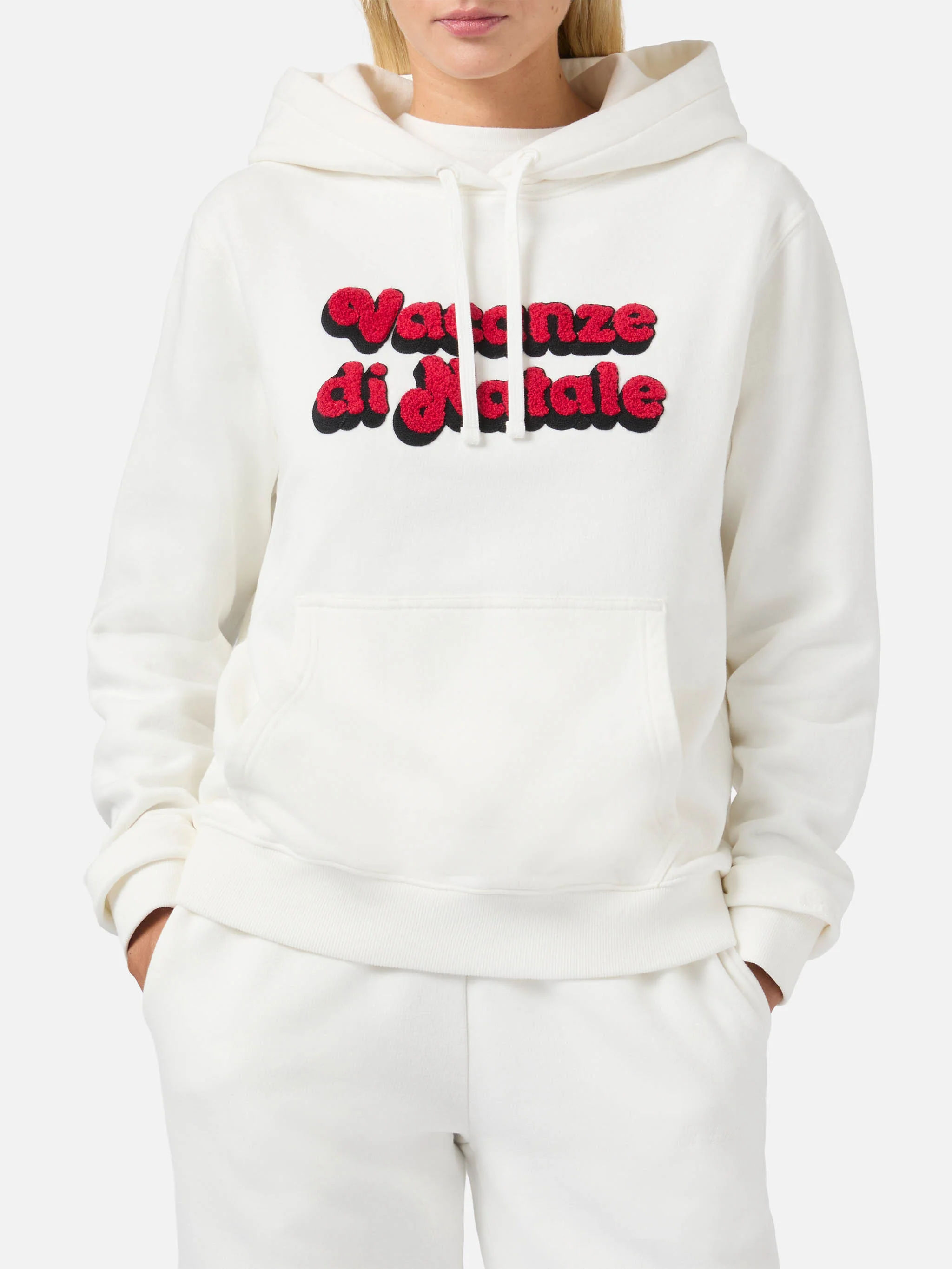Virginia cotton hoodie in white with Vacanze di Natale embroidery | VACANZE DI NATALE SPECIAL EDITION - Image 3