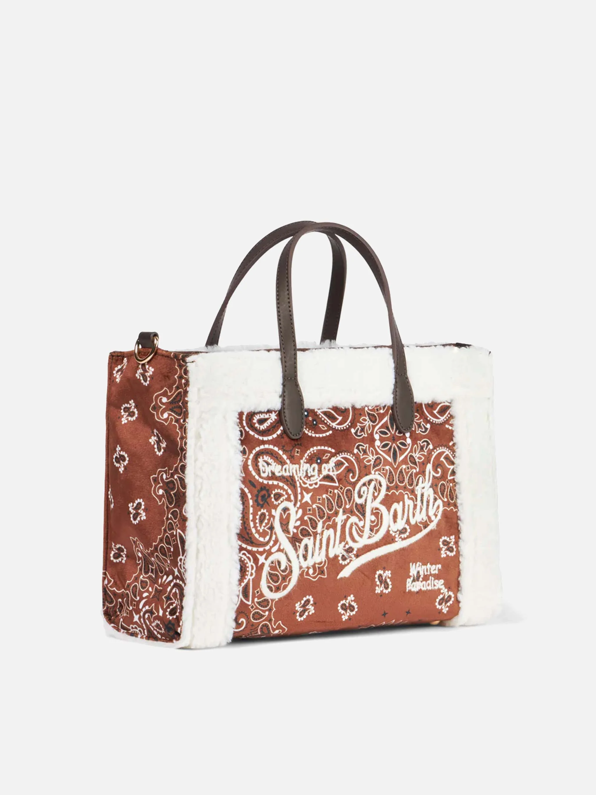 Vivian handbag with bandanna print and sherpa details - Image 3
