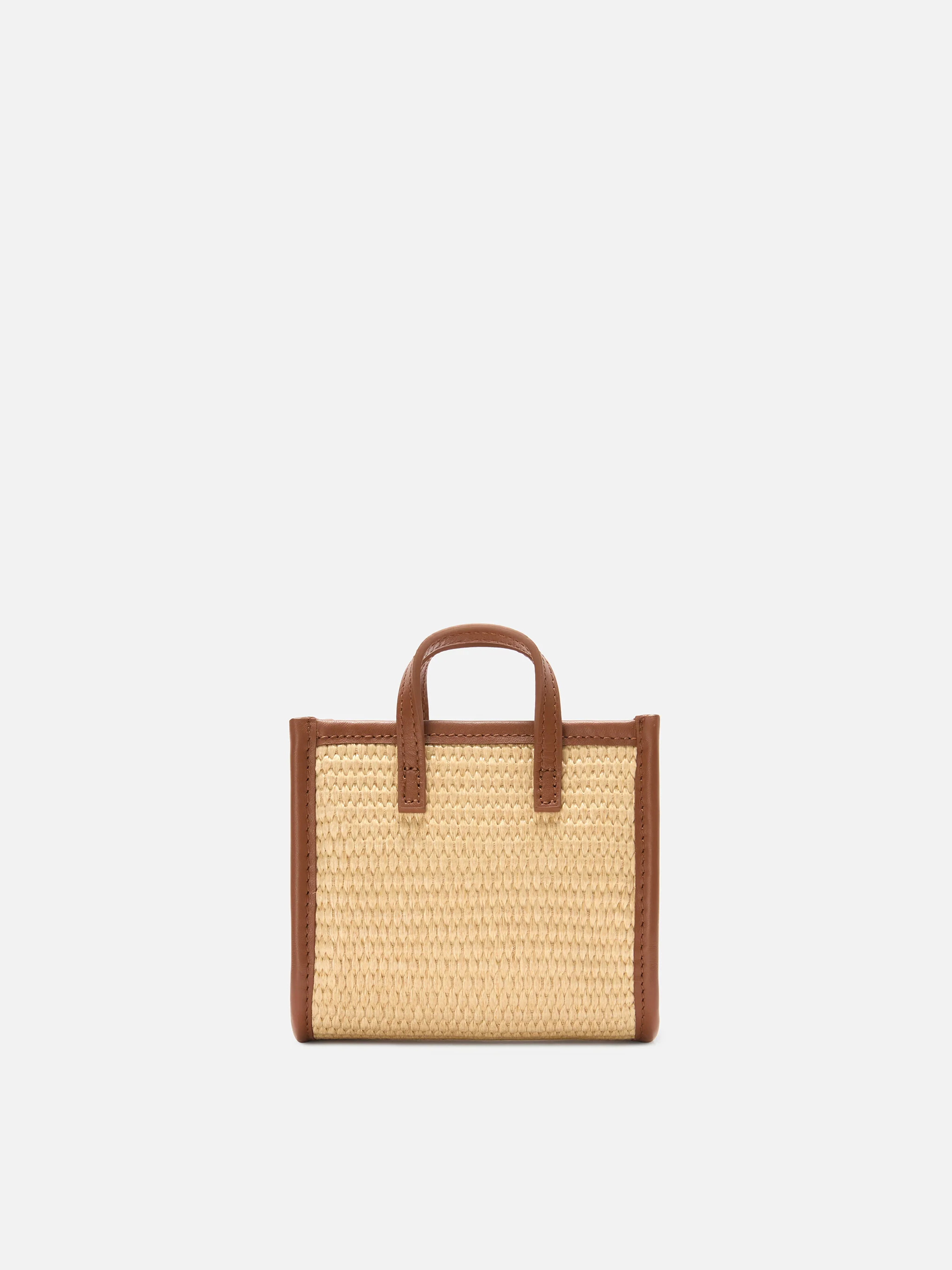 Vivian micro raffia effect bag with brown embroidered logo - Image 4