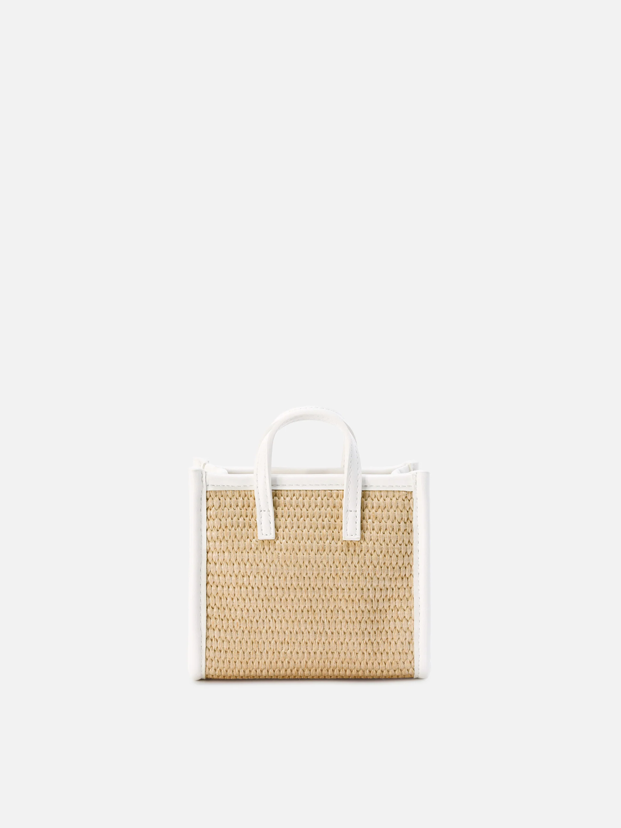 Vivian micro raffia effect bag with white embroidered logo - Image 4