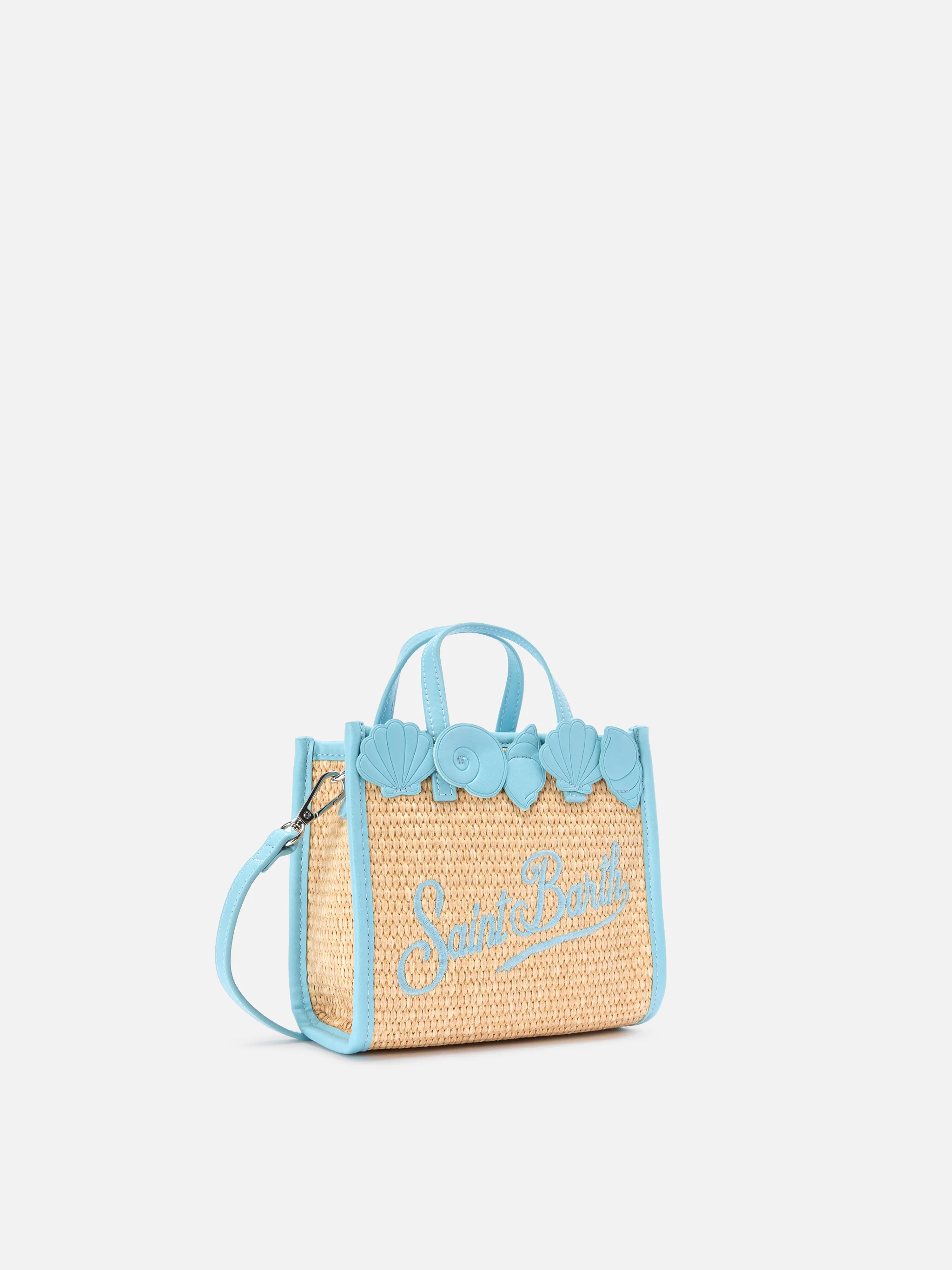 Vivian mini straw effect bag with decorative shell embroidery - Image 3