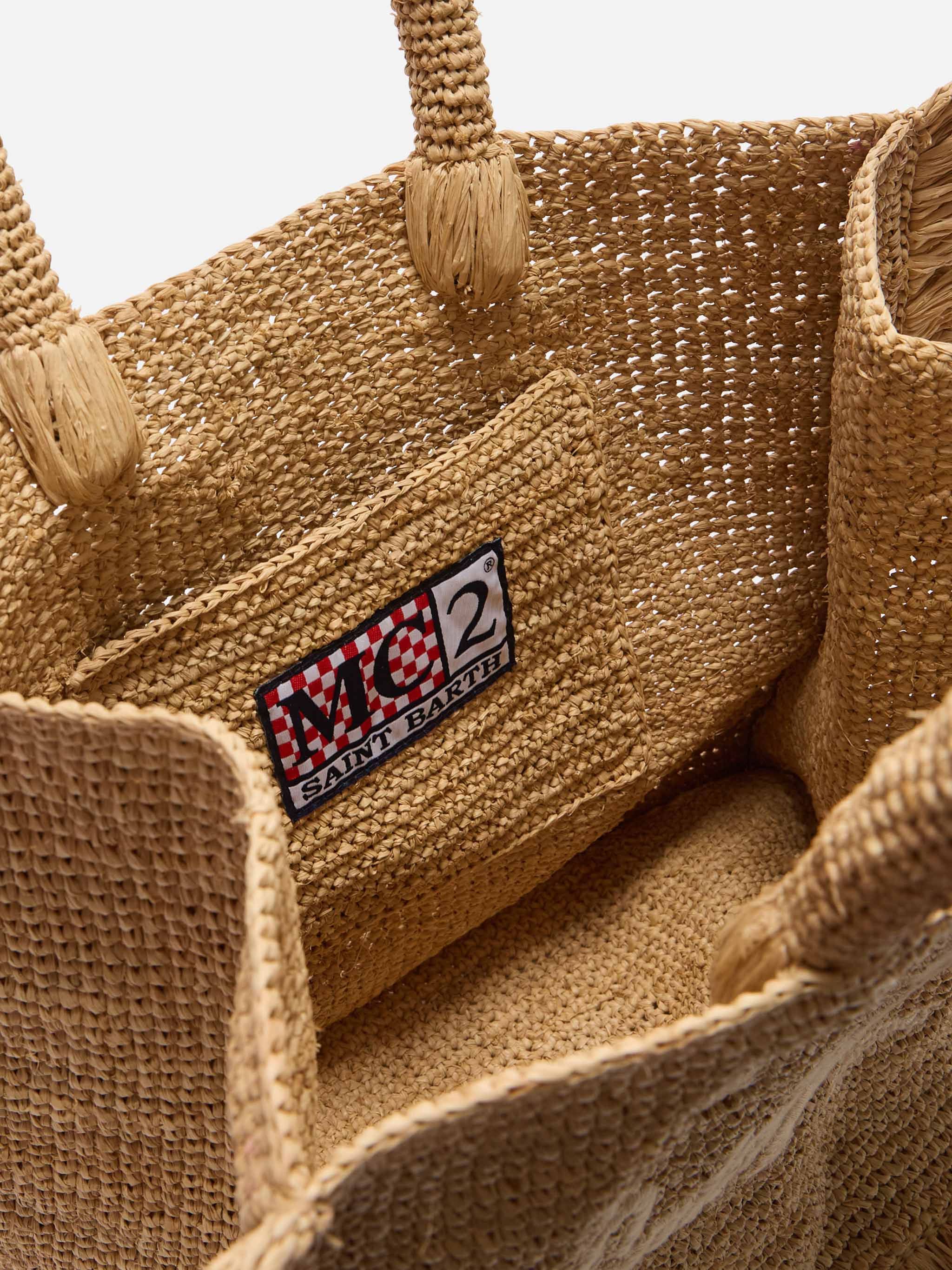 Volant medium raffia bag with embroidered logo - Image 5