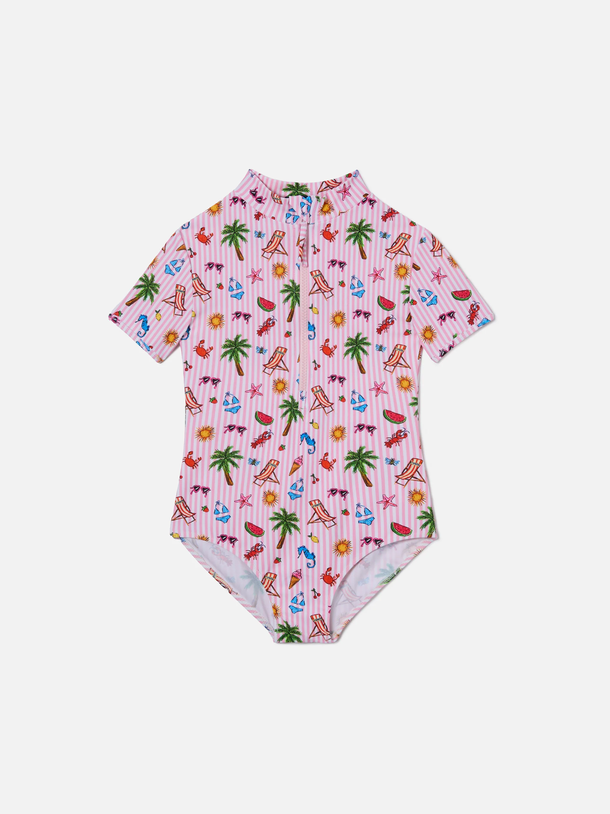 Waikiki one-piece swimsuit multicolor sketch print