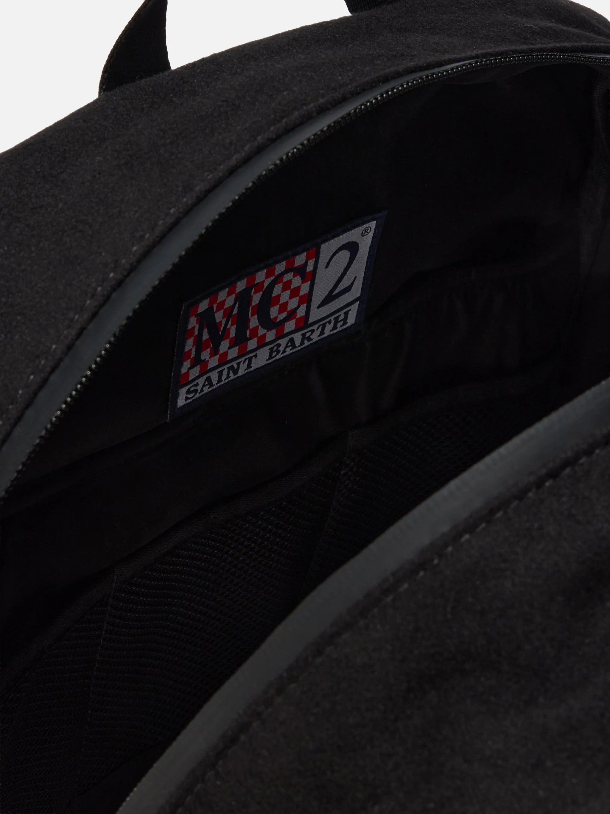 Wallin Felt Backpack in wool blend black with leather details - Image 5