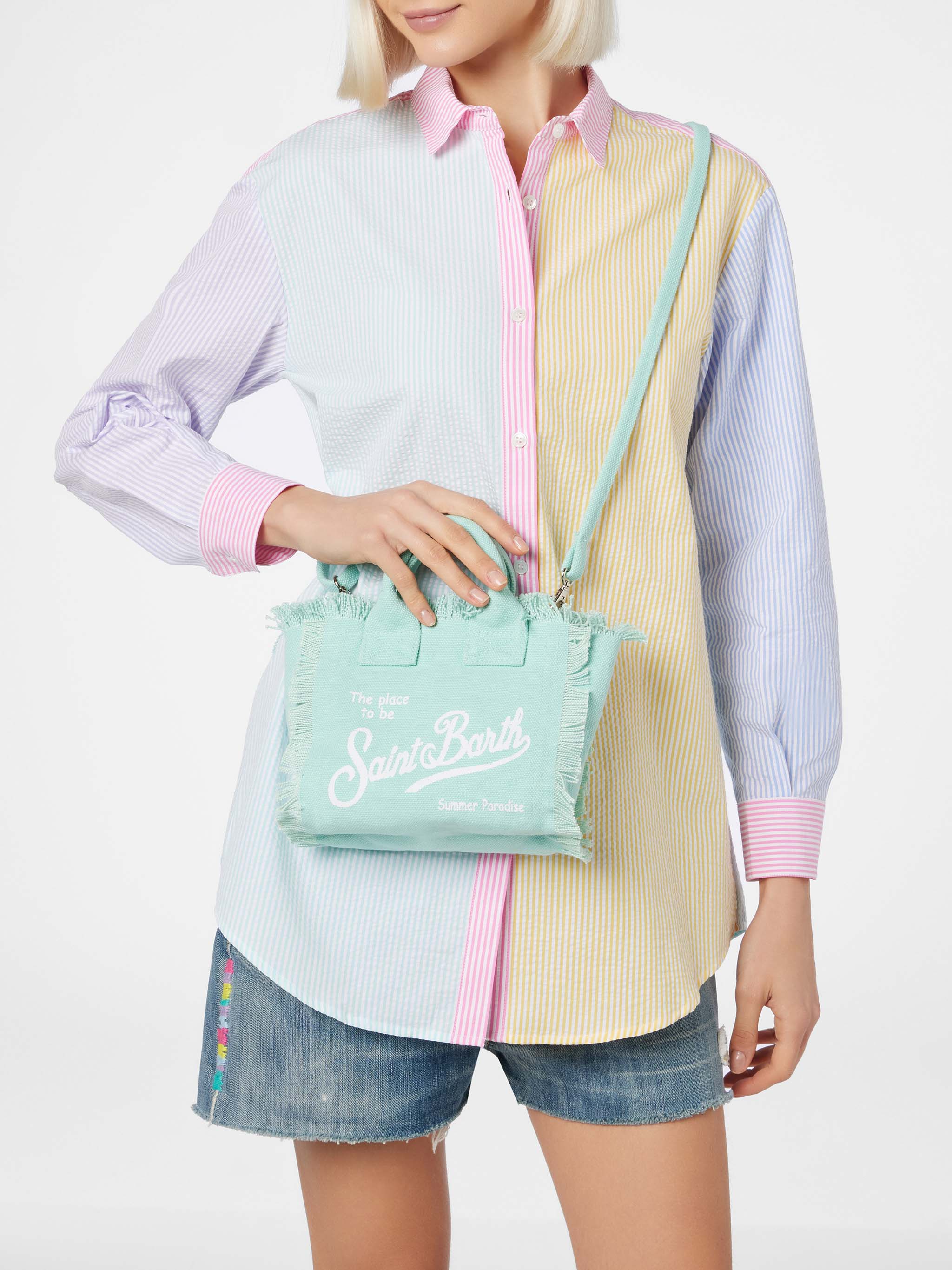 Water green cotton canvas Mini Vanity bag - Image 2
