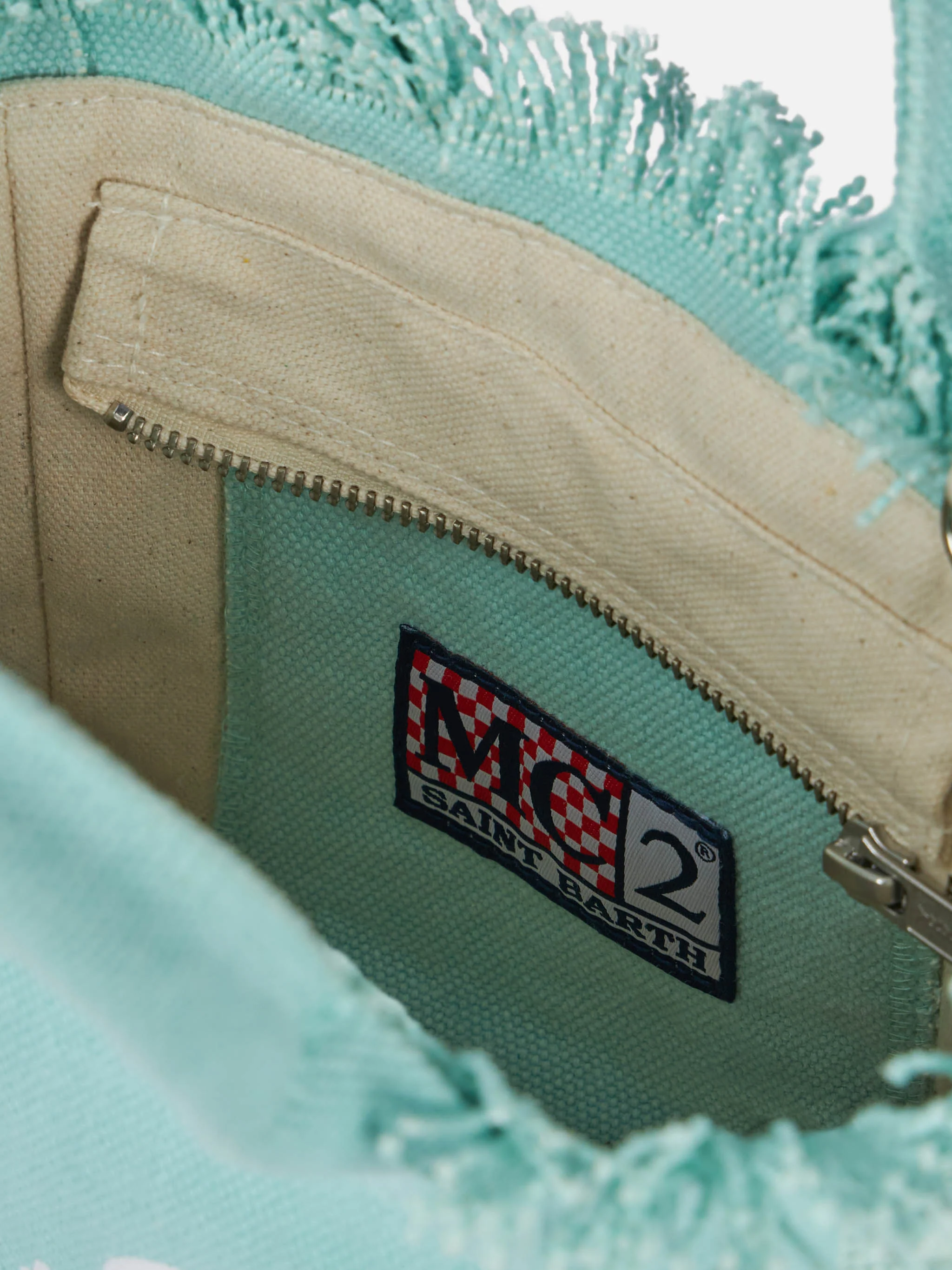 Water green cotton canvas Mini Vanity bag - Image 6