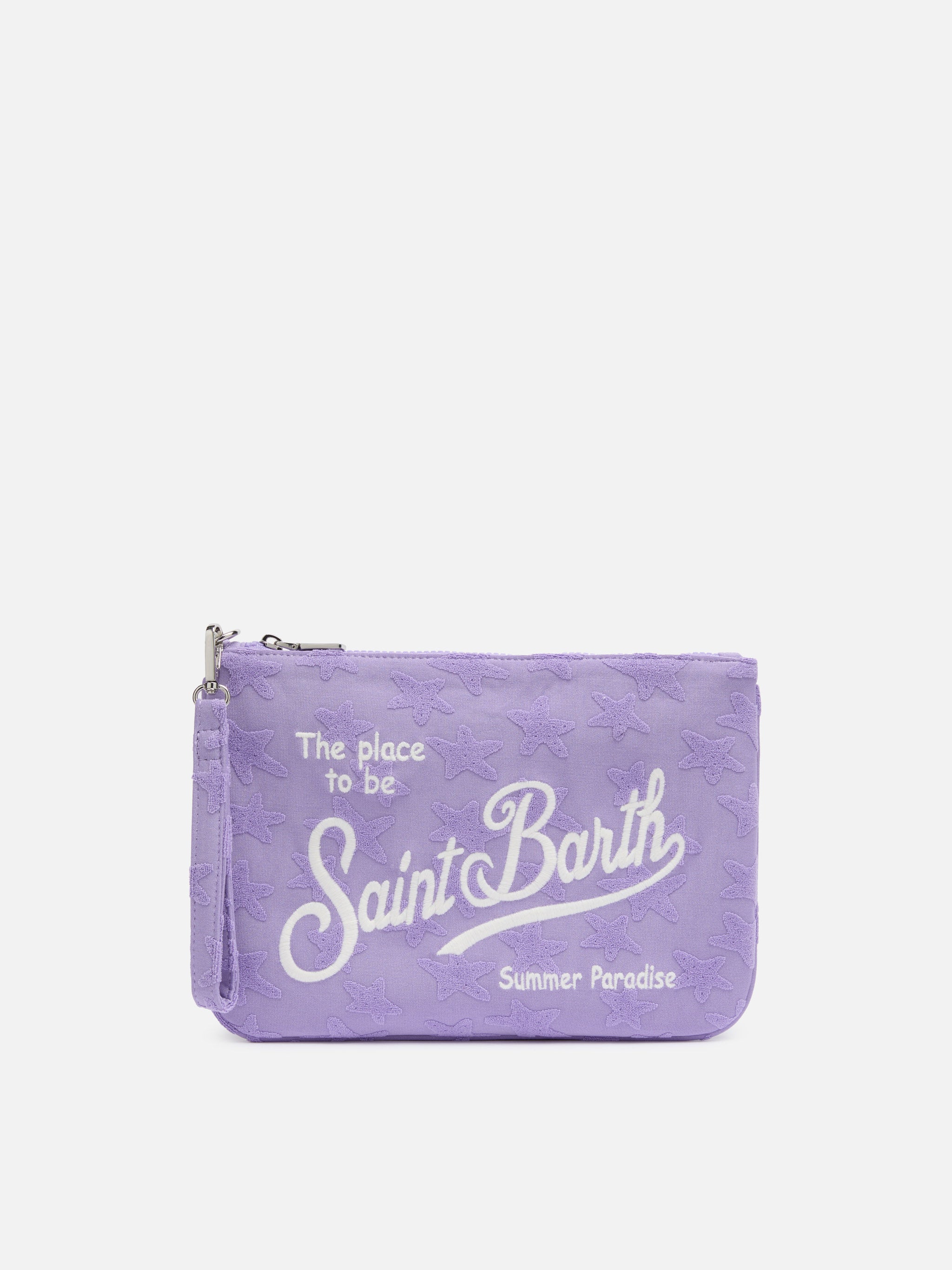 Lilac color embossed terry Parisienne Sponge pouch bag