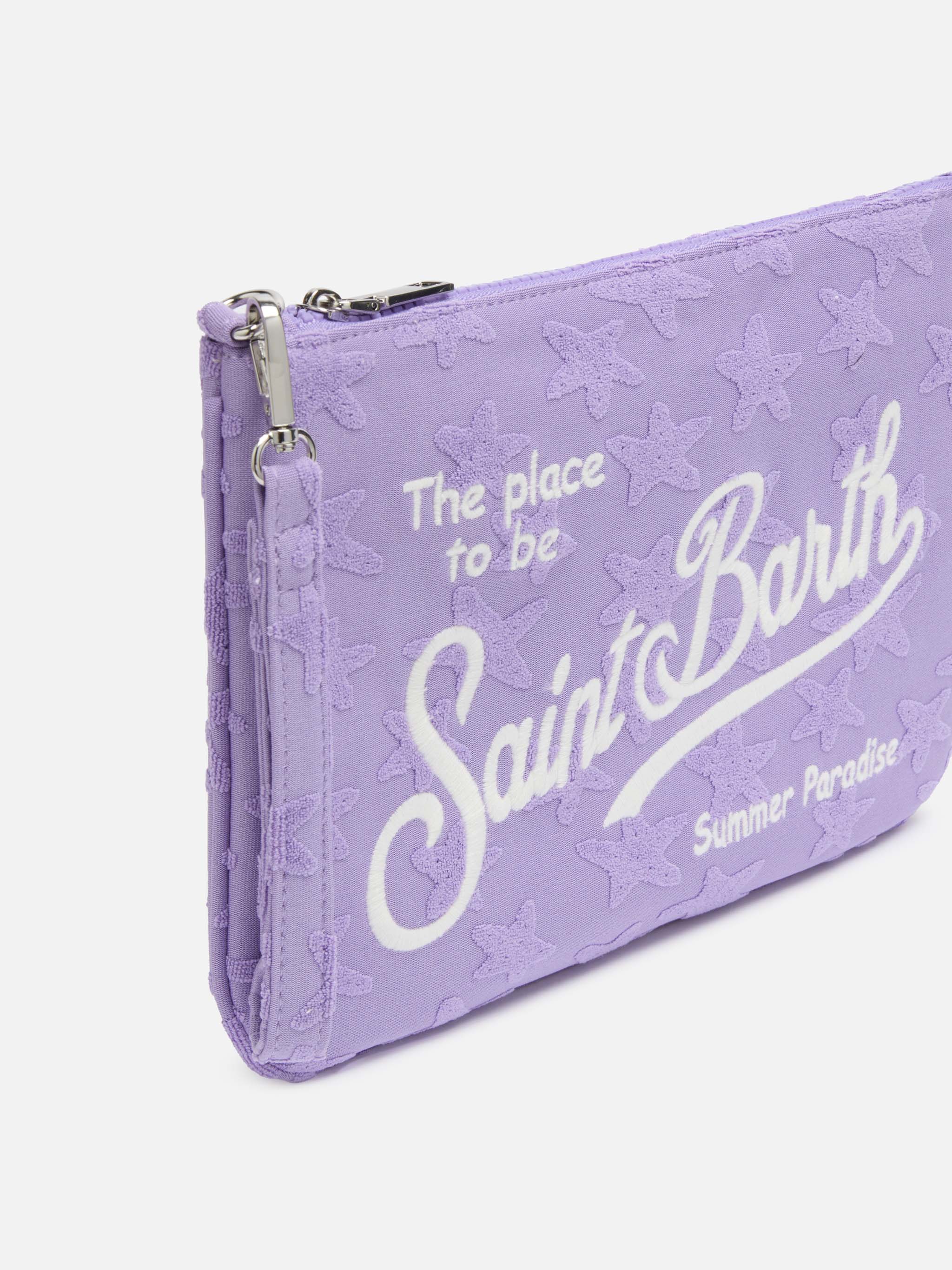 Lilac color embossed terry Parisienne Sponge pouch bag - Image 2