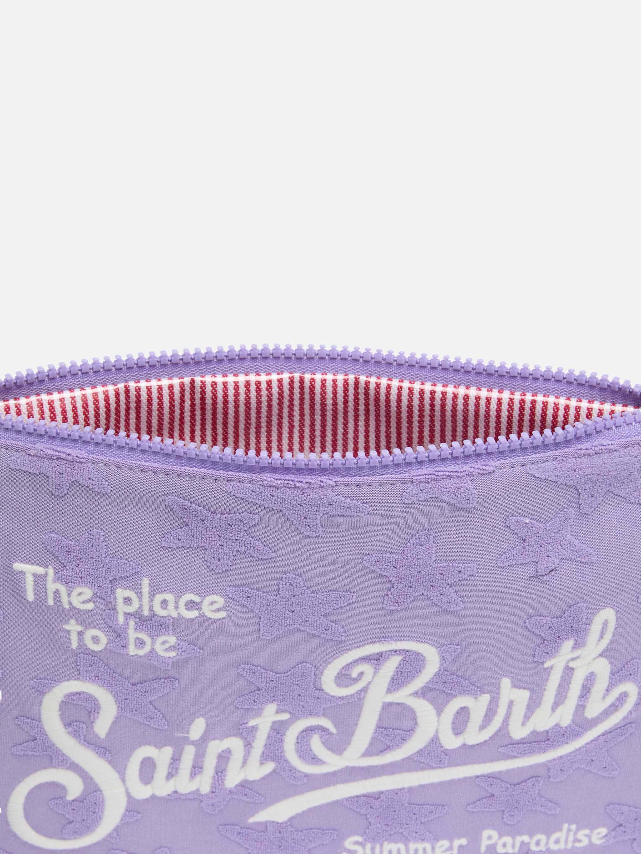 Lilac color embossed terry Parisienne Sponge pouch bag - Image 3