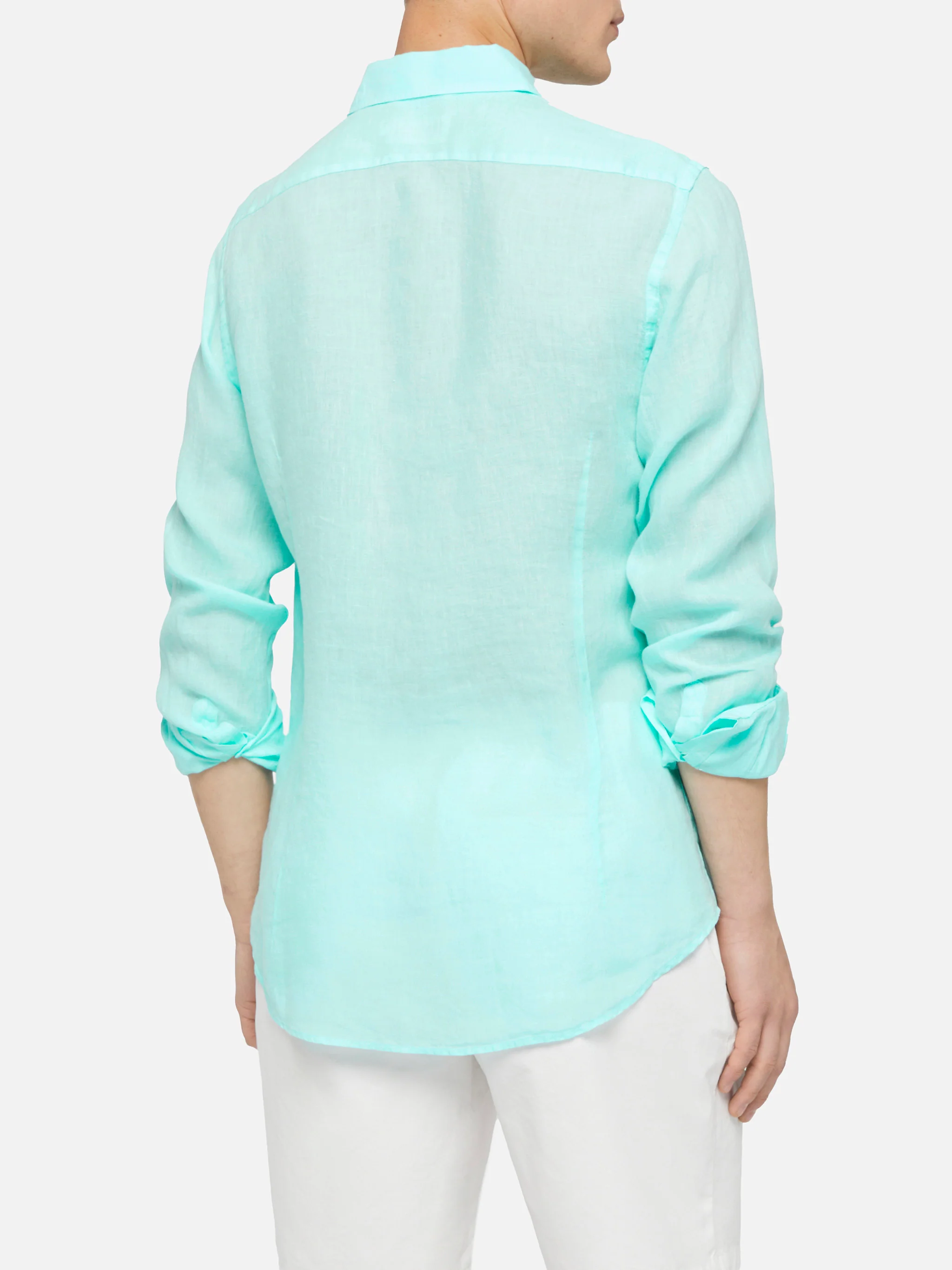 Water green linen shirt Pamplona - Image 3
