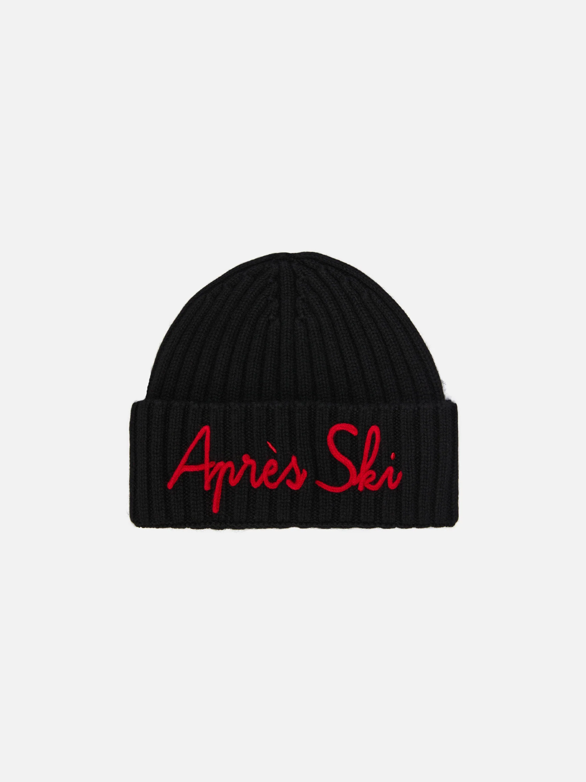 Wengen beanie in cashmere blend in black with Après Ski embroidery