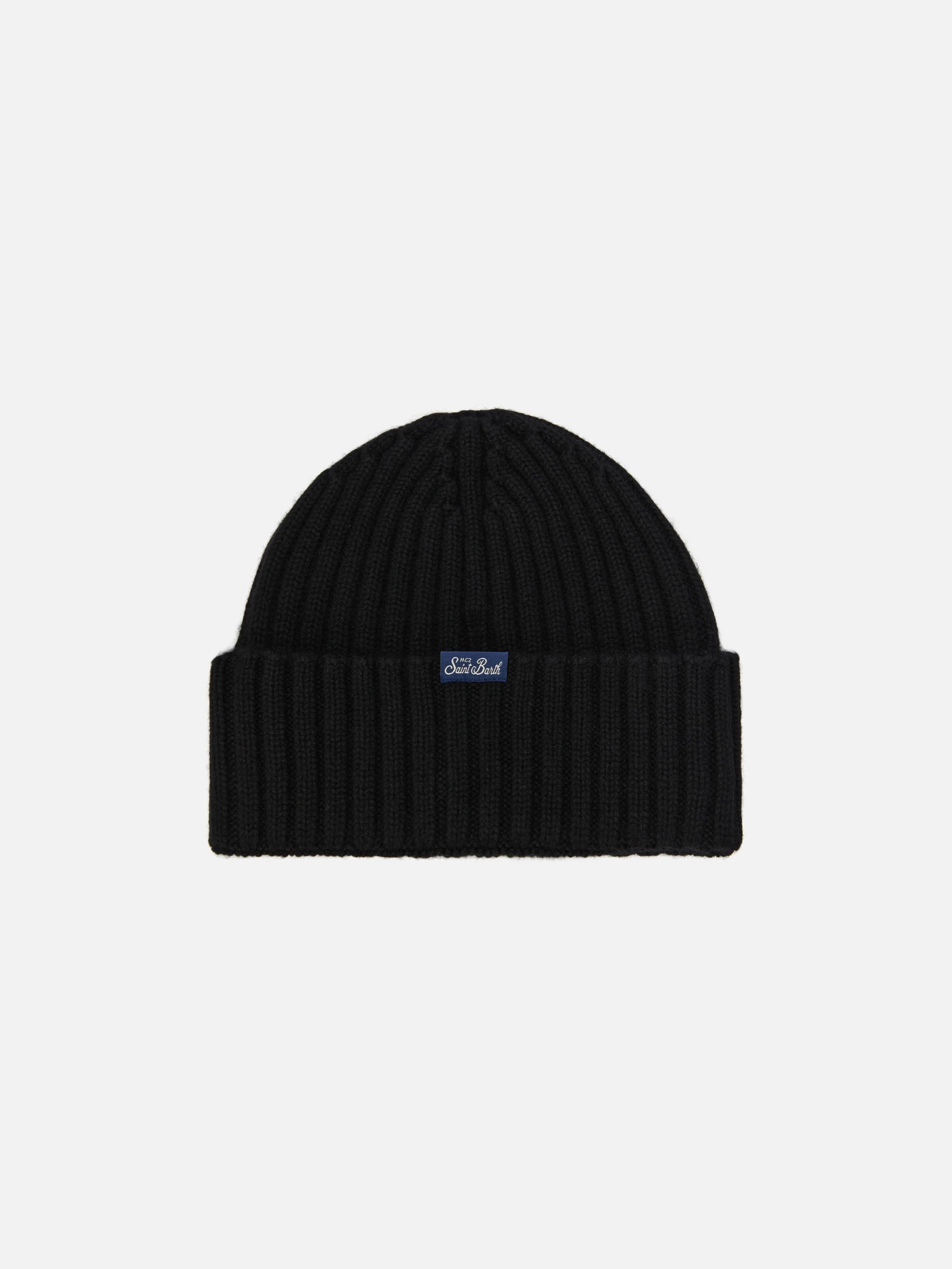 Wengen beanie in cashmere blend in black with Après Ski embroidery - Image 3