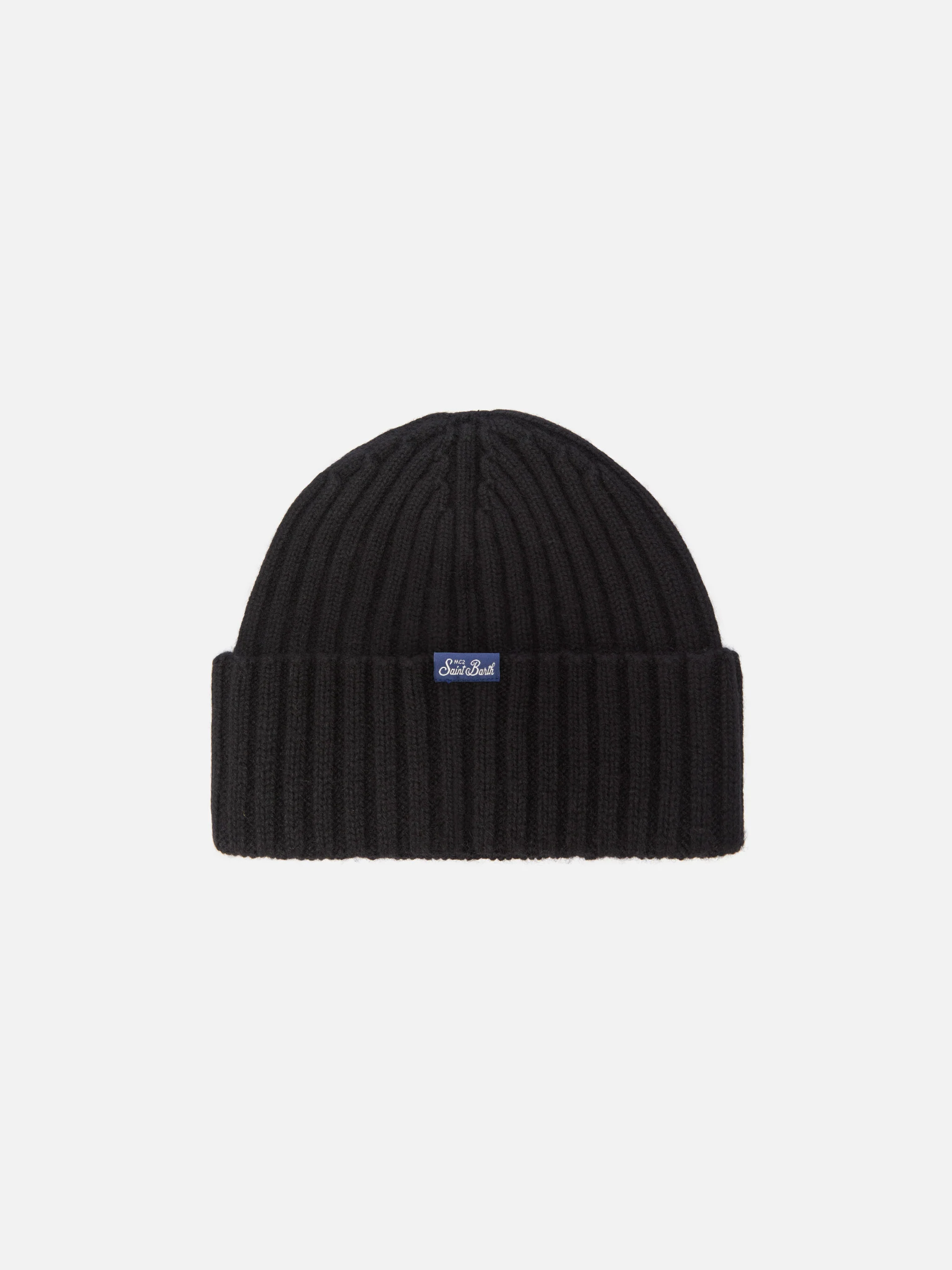 Wengen beanie in cashmere blend in black with Yuppies embroidery - Image 3