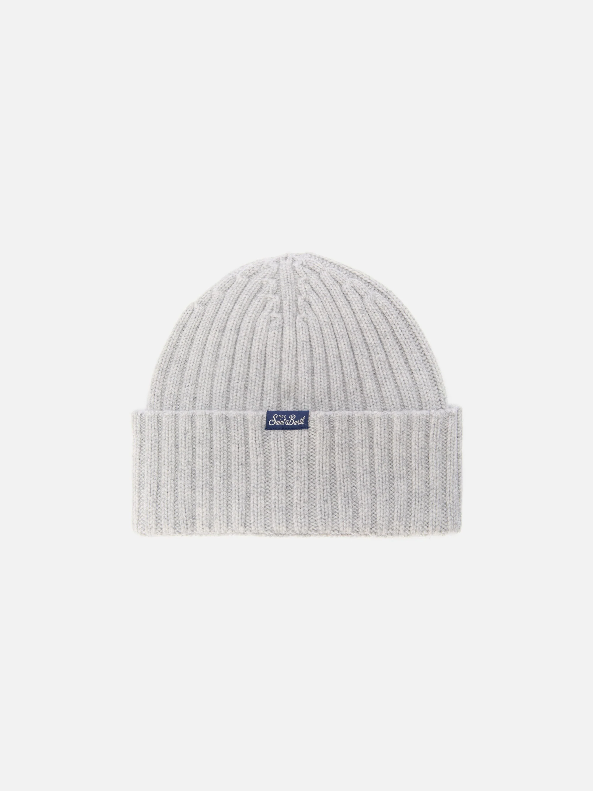 Wengen beanie in cashmere blend in grey with Campiglio embroidery - Image 3