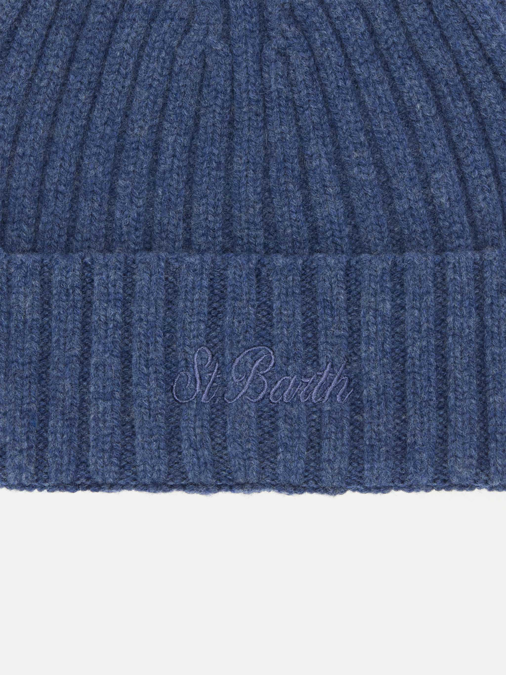 100% WOOL Wengen beanie in denim blue - Image 2