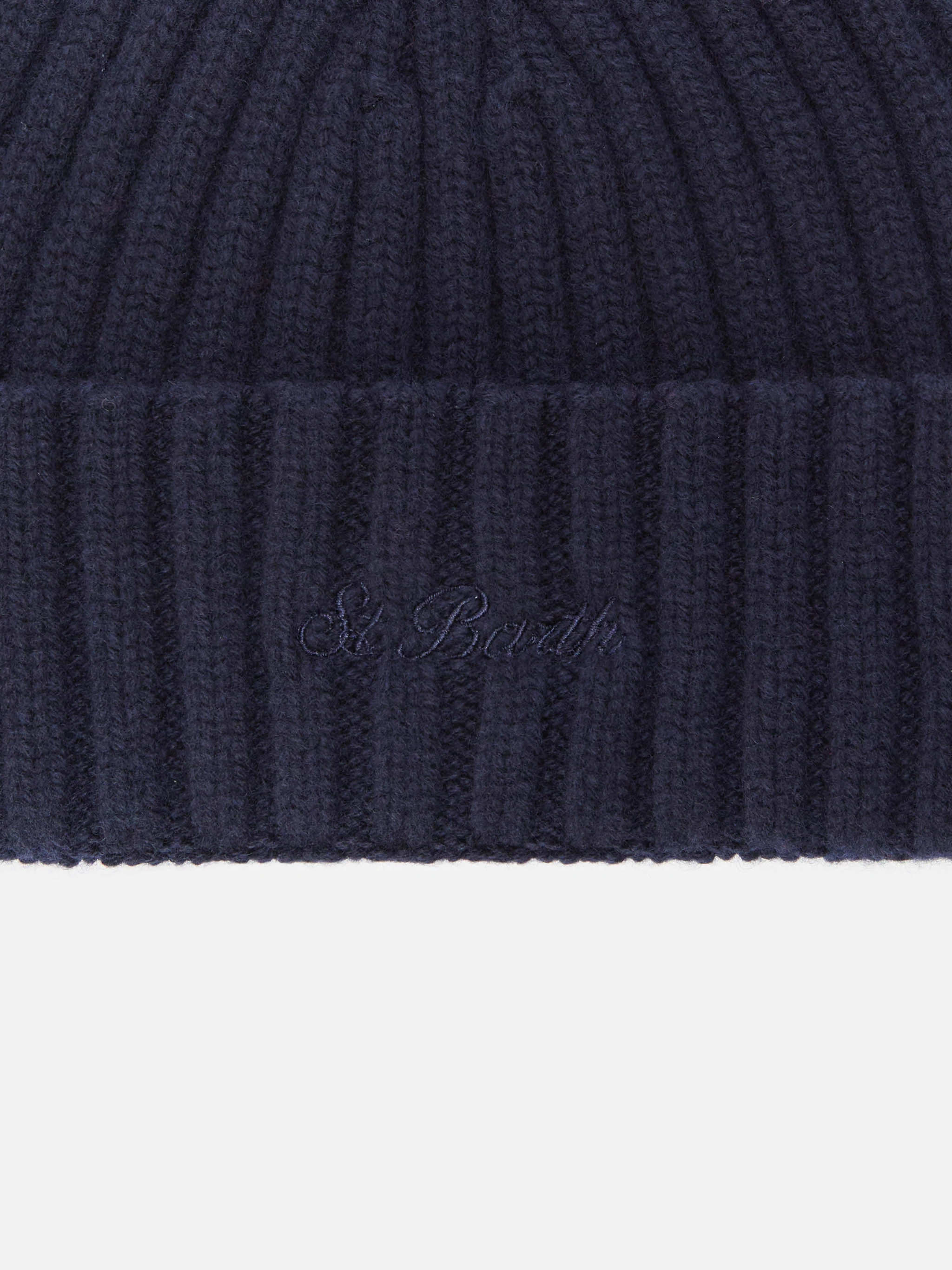 Wengen beanie in navy blue wool with St. Barth embroidery on the turn-up - Image 2