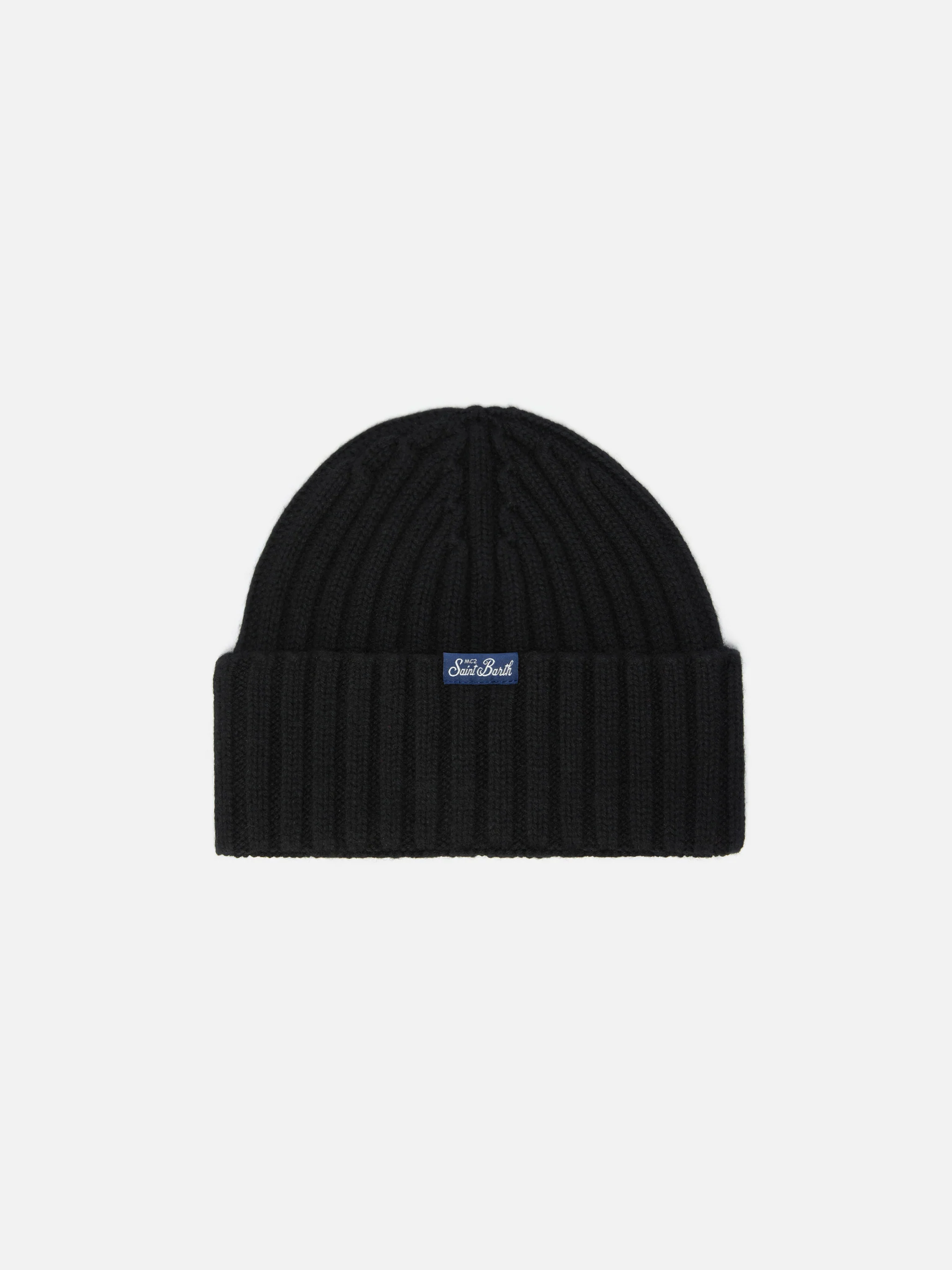 Wengen Jr beanie in cashmere blend in black with Piccola Peste embroidery - Image 3