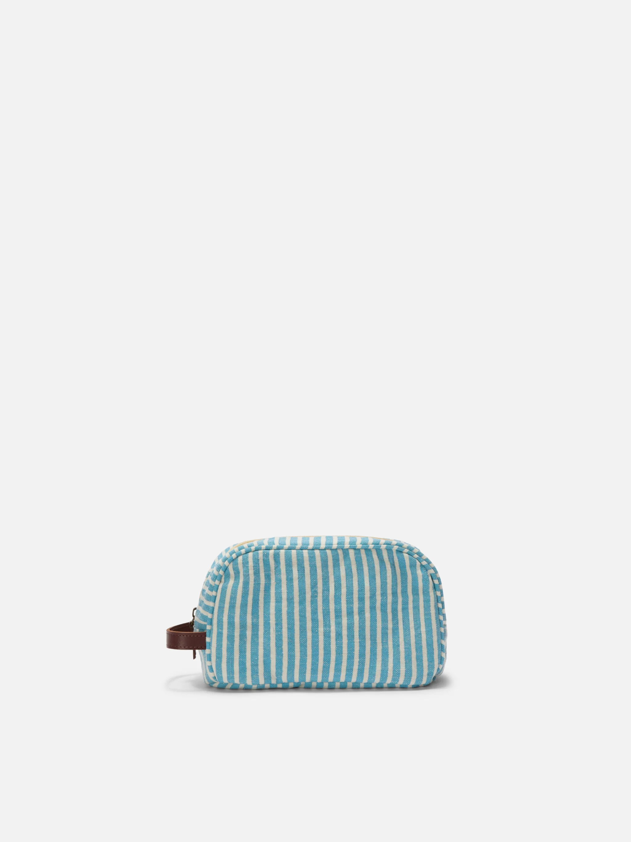 Westwood linen beauty bag with light blue and white striped pattern - Image 3