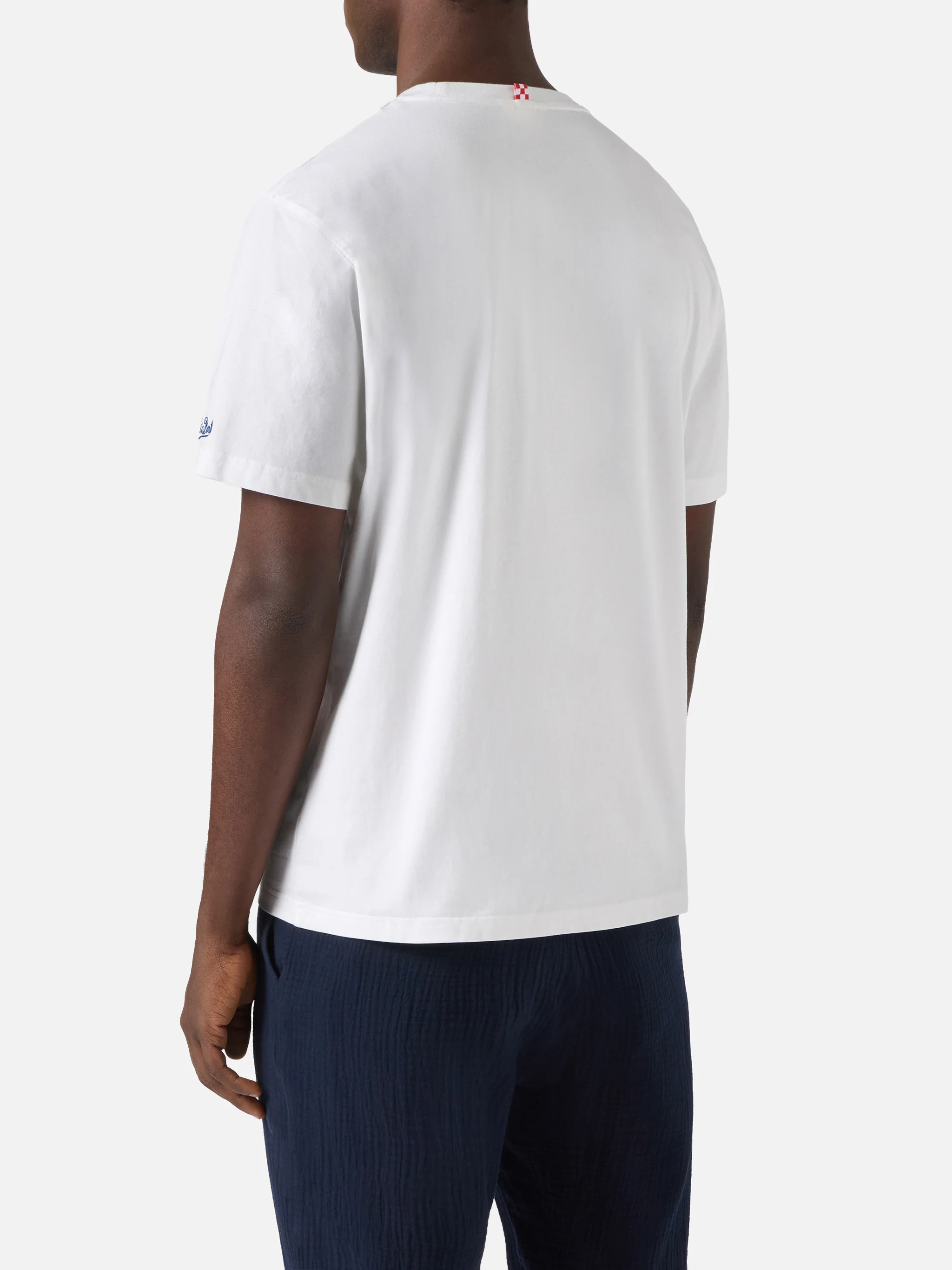 White Austin t-shirt with watch and Ostriche e Bollicine embroidery - Image 4