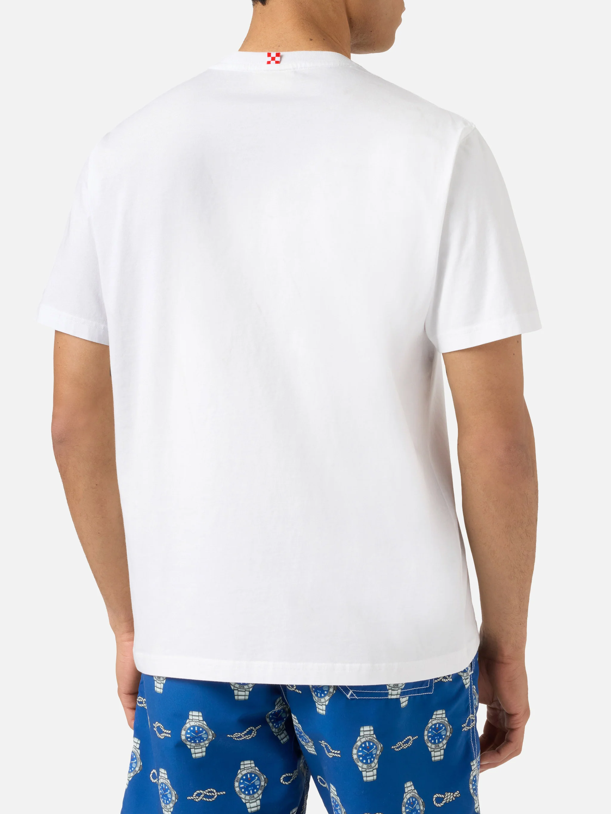 White Austin t-shirt with watch and Starduchs embroidery - Image 4
