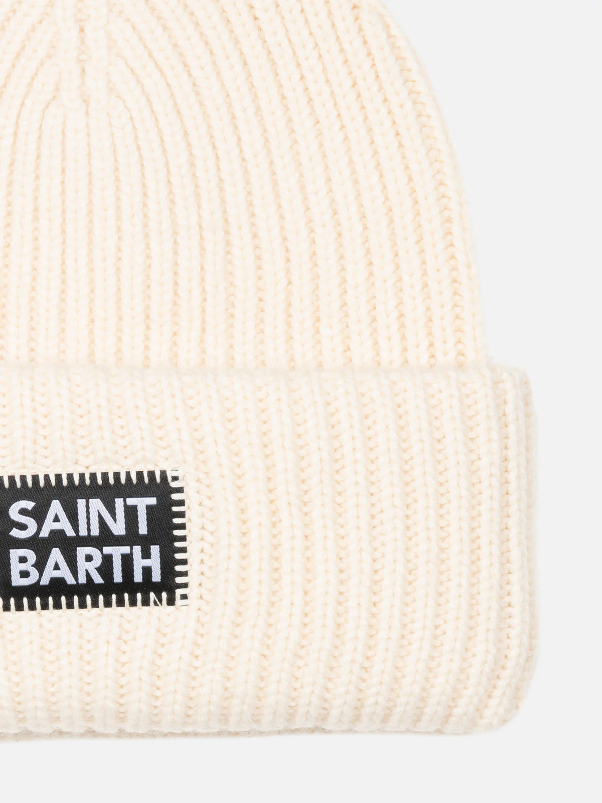 White ribbed beanie Berry Jr with Saint Barth patch - Image 3