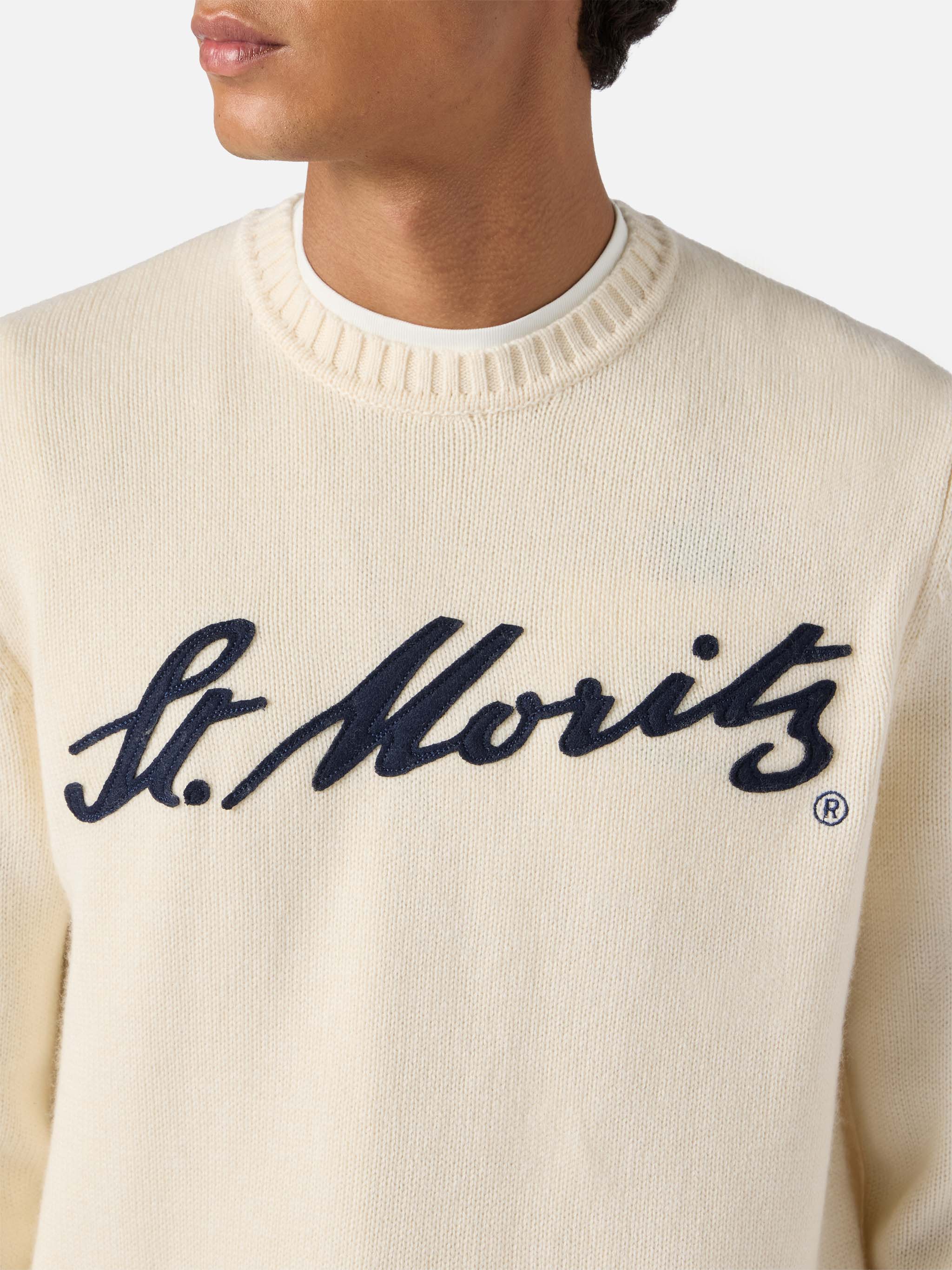 White Bombardino Light sweater with St. Moritz jacquard | ST. MORITZ TOP OF THE WORLD SPECIAL EDITION - Image 2