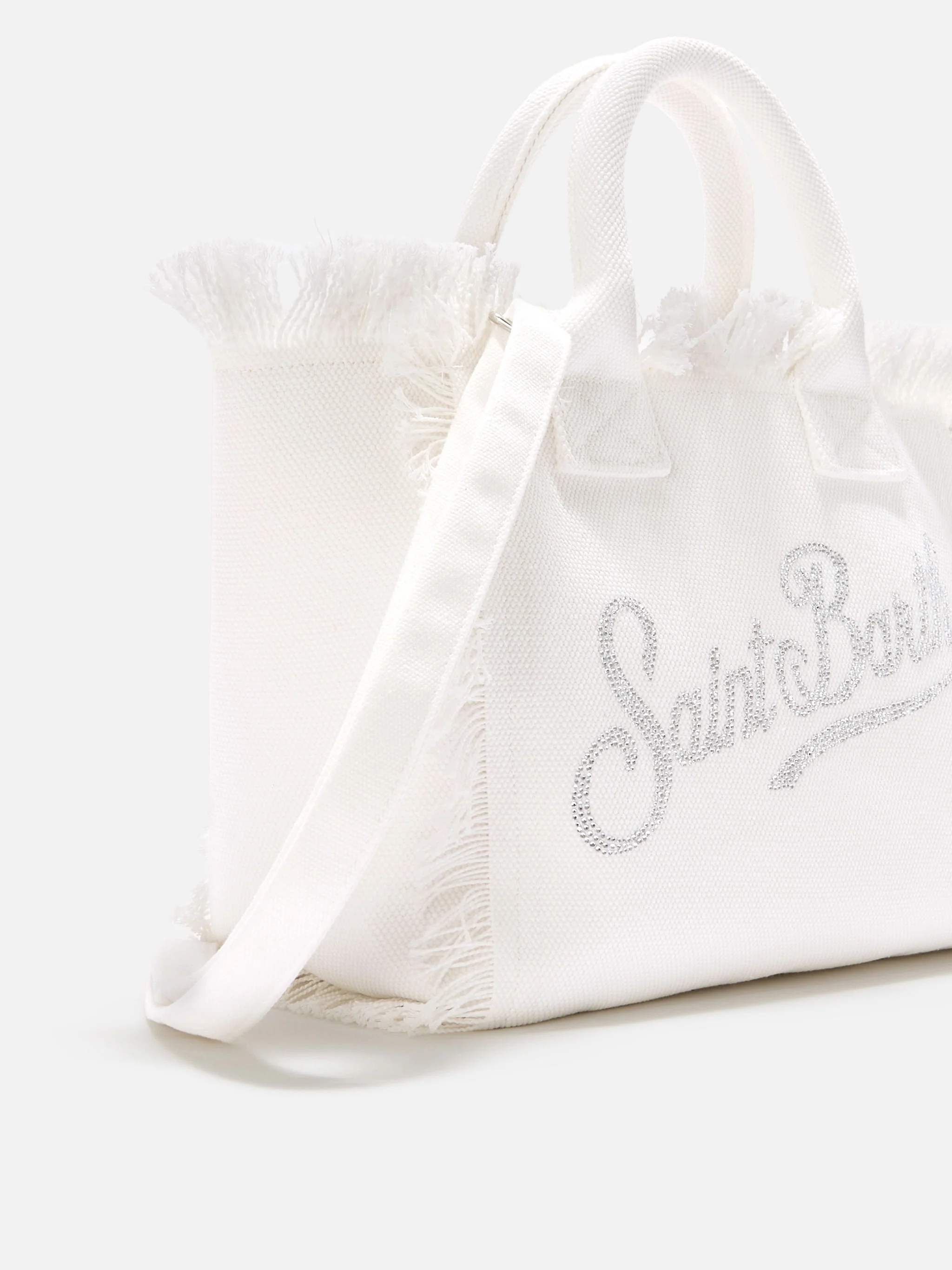 White canvas Colette bag with rhinestone logo - Image 3