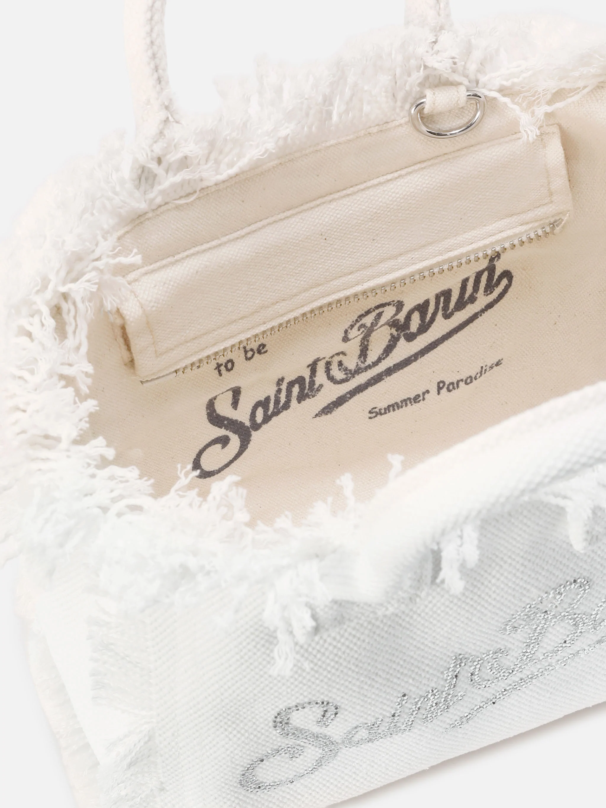 White canvas Vanity mini bag with rhinestone logo - Image 4