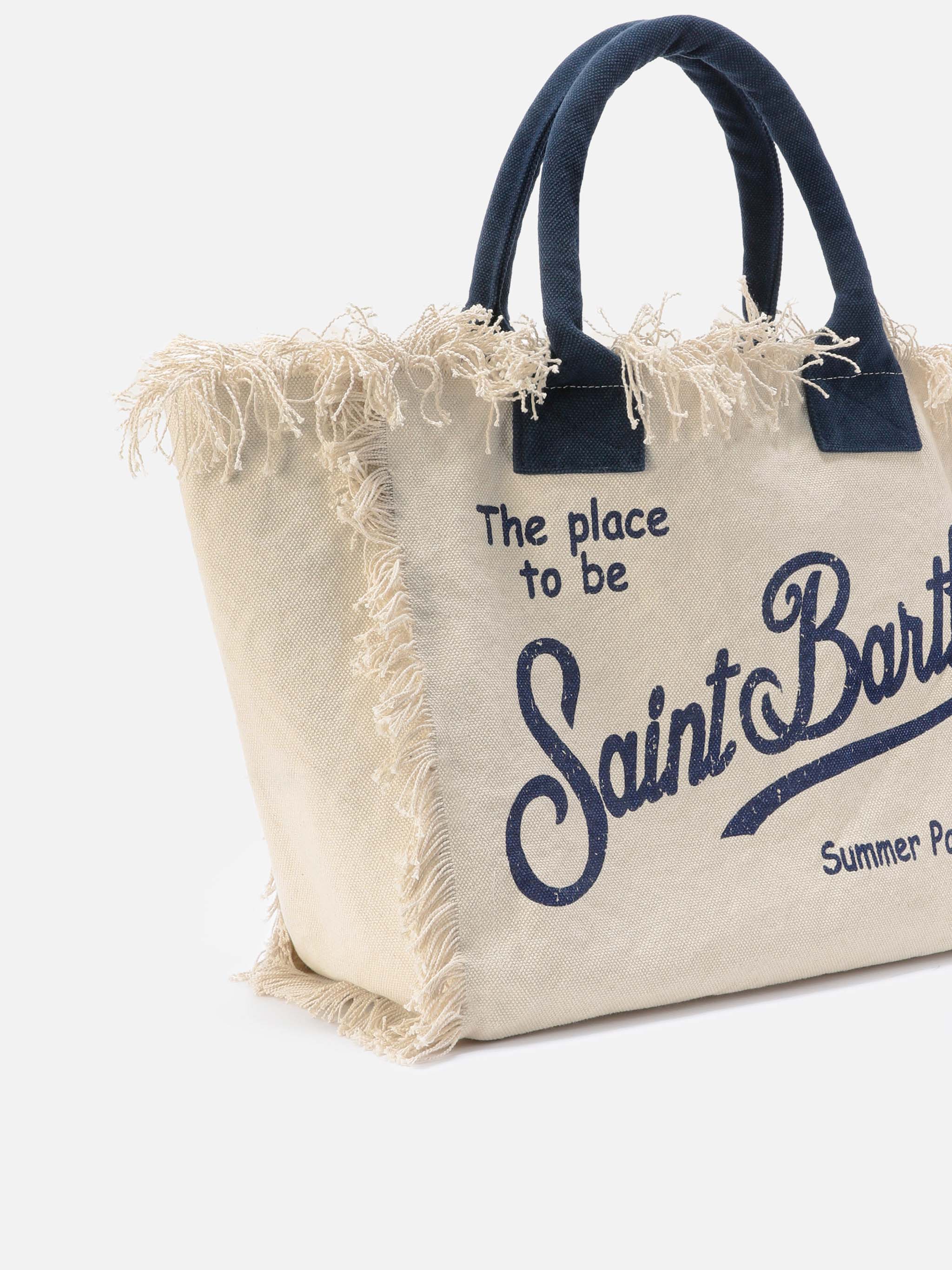 White canvas Vanity regular bag with fringes - Image 3