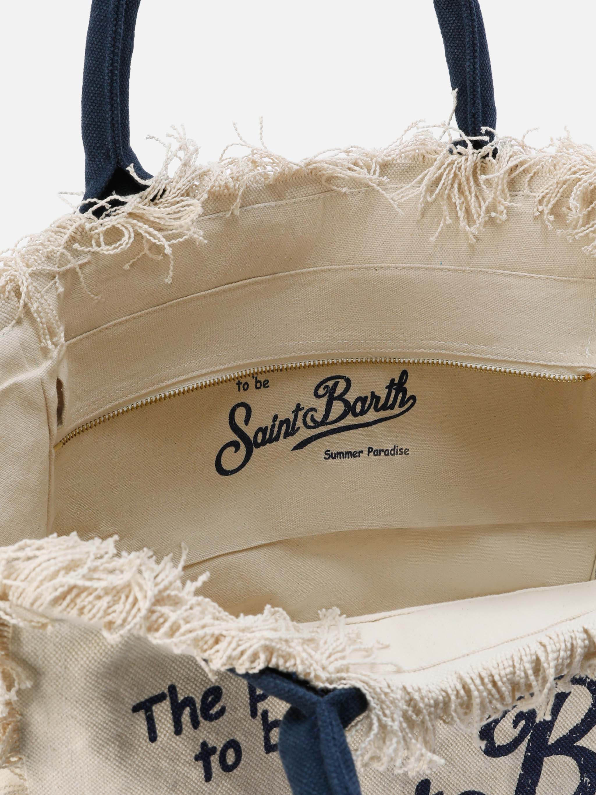 White canvas Vanity regular bag with fringes - Image 4