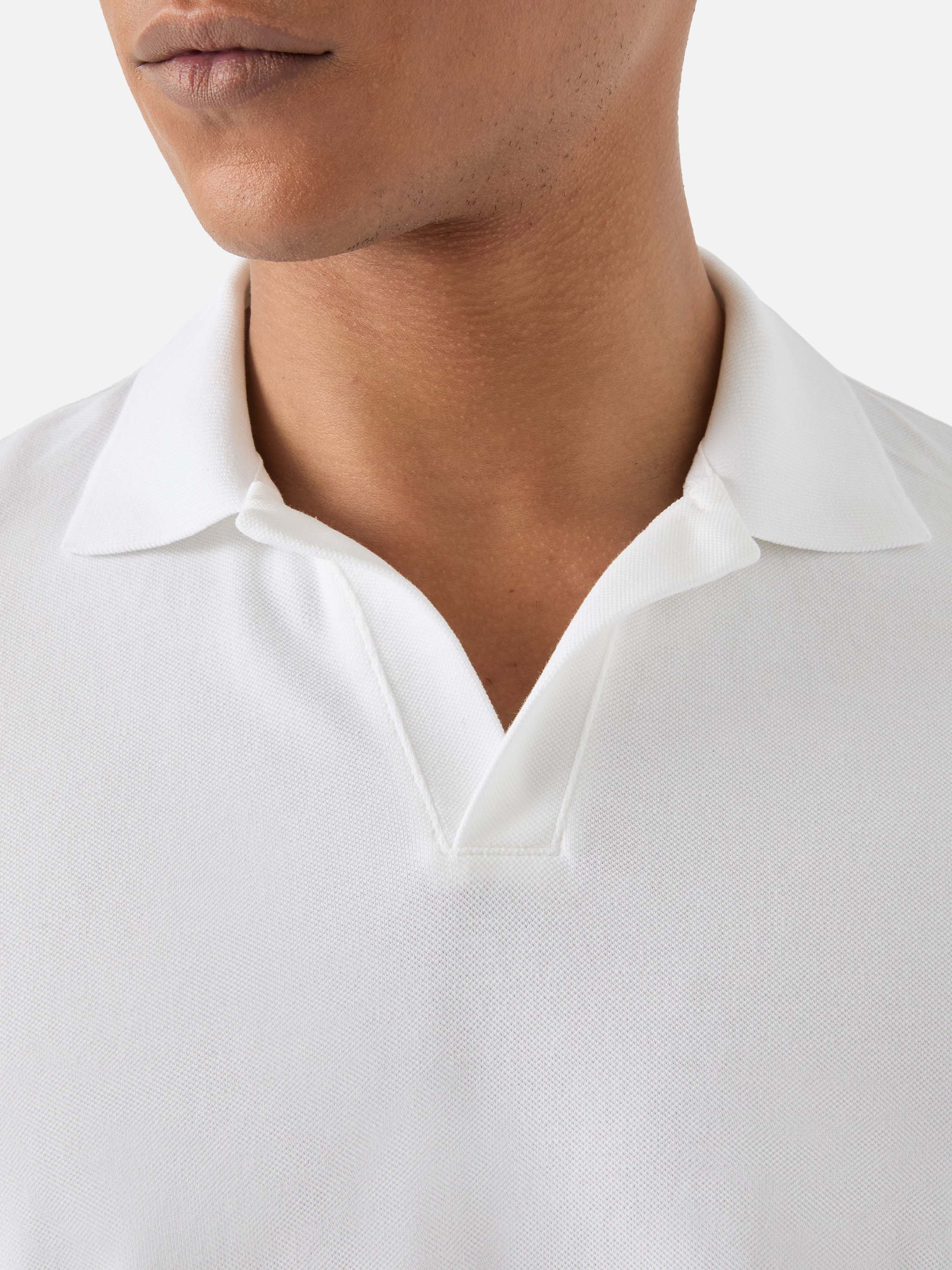 Charles polo in white cotton piquet - Image 2