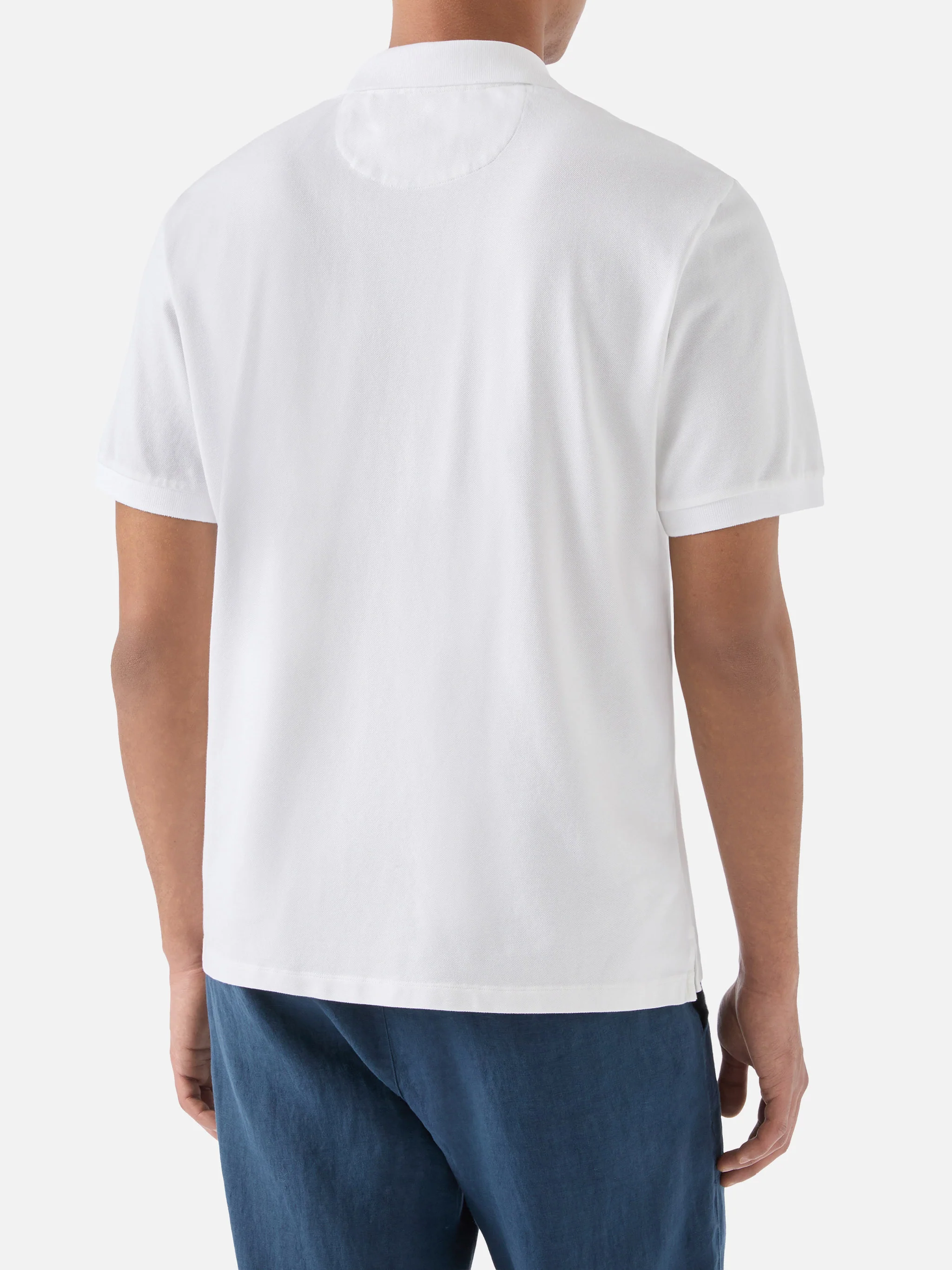 Charles polo in white cotton piquet - Image 3