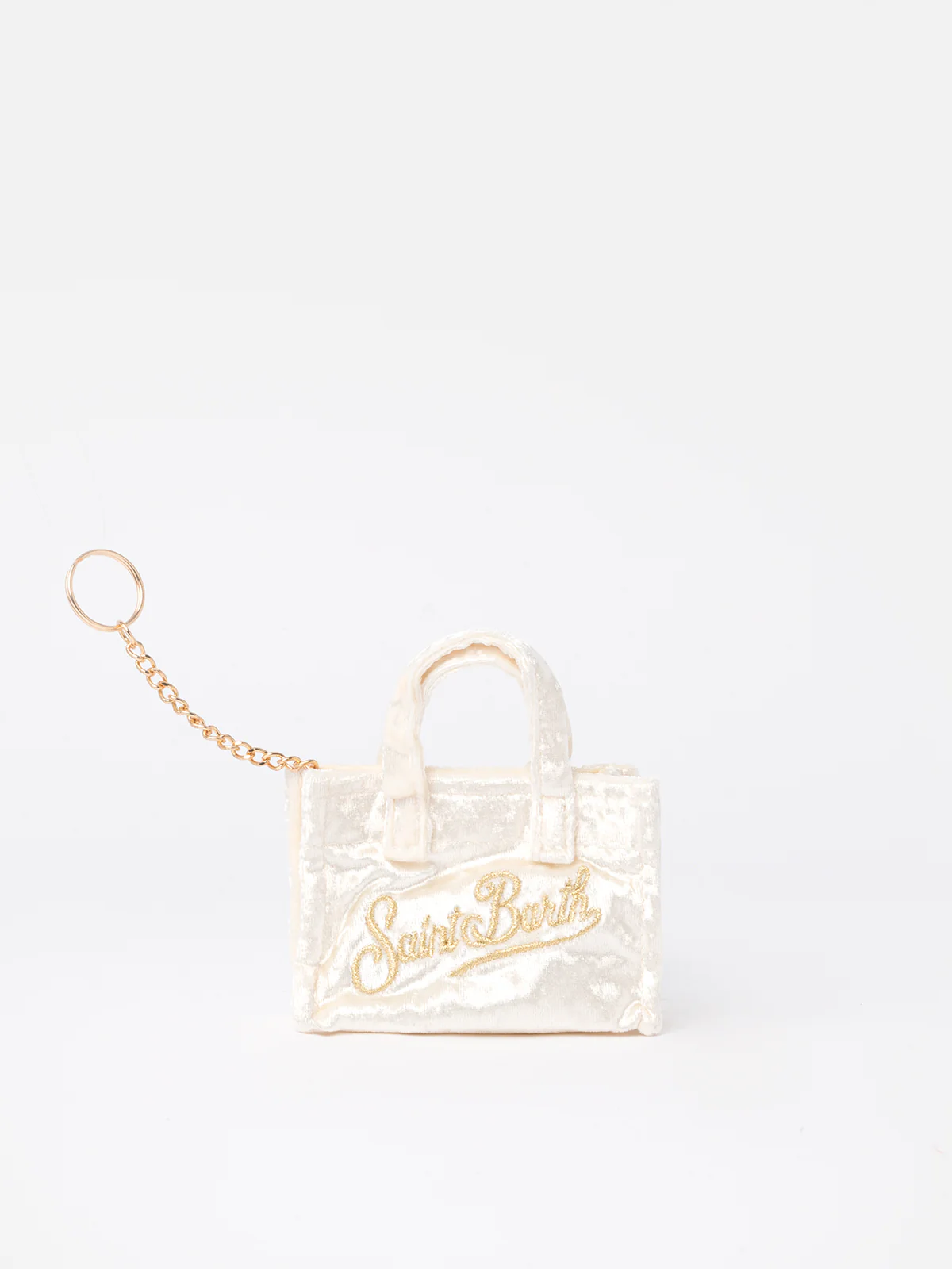 White chenille fabric Key Holder with logo embroidery - Image 2