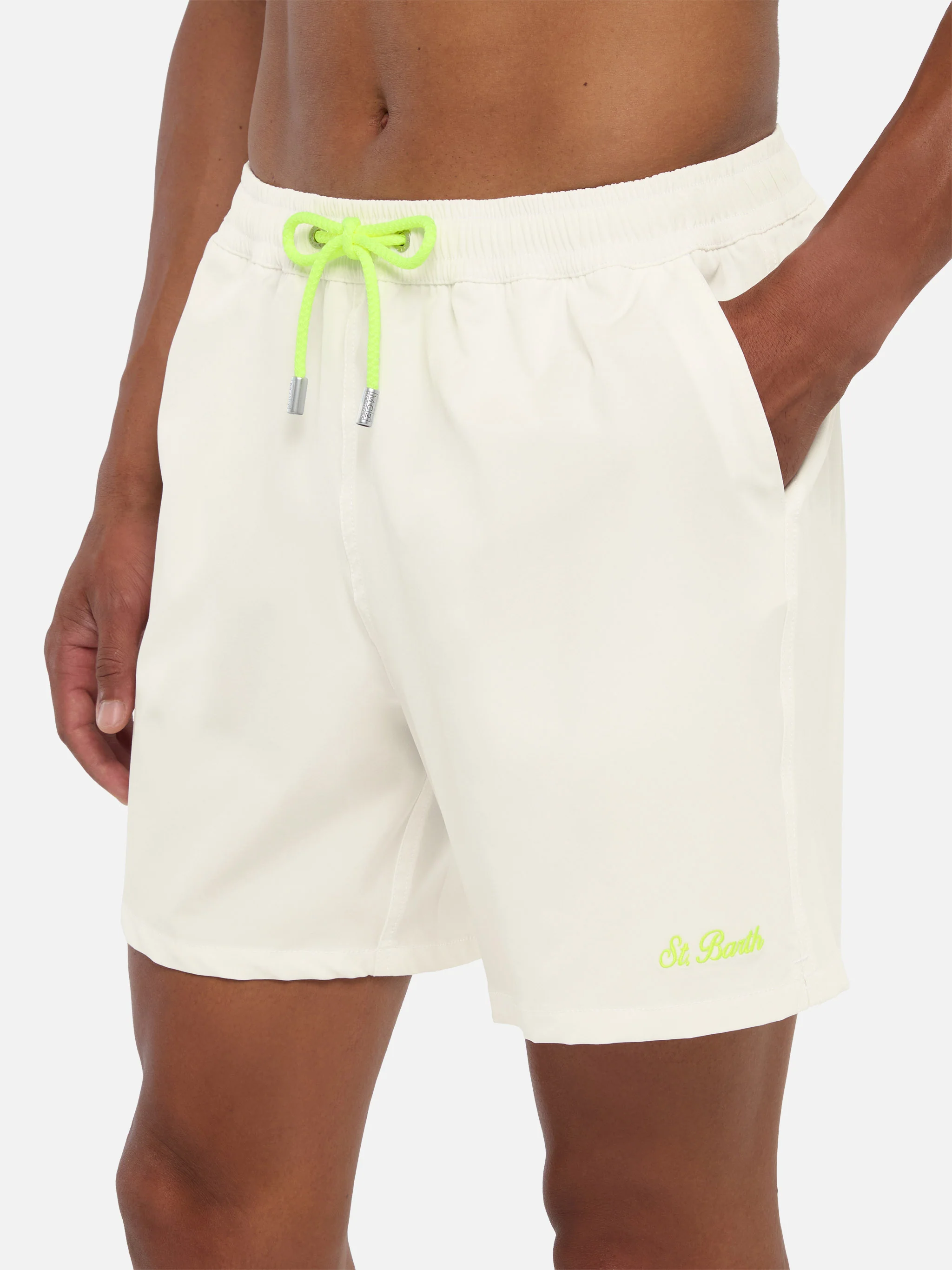 White Comfort swim shorts  with St. Barth embroidery - Image 4