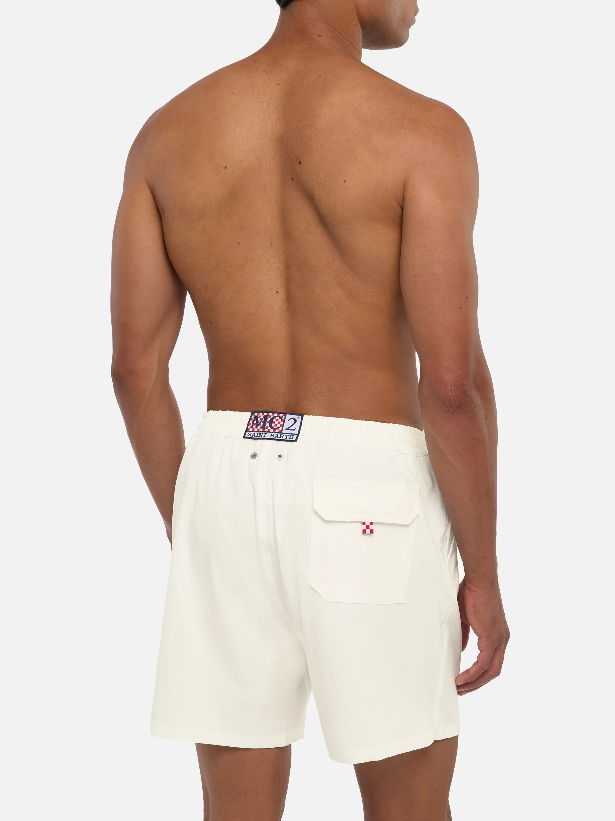 White Comfort swim shorts  with St. Barth embroidery - Image 5
